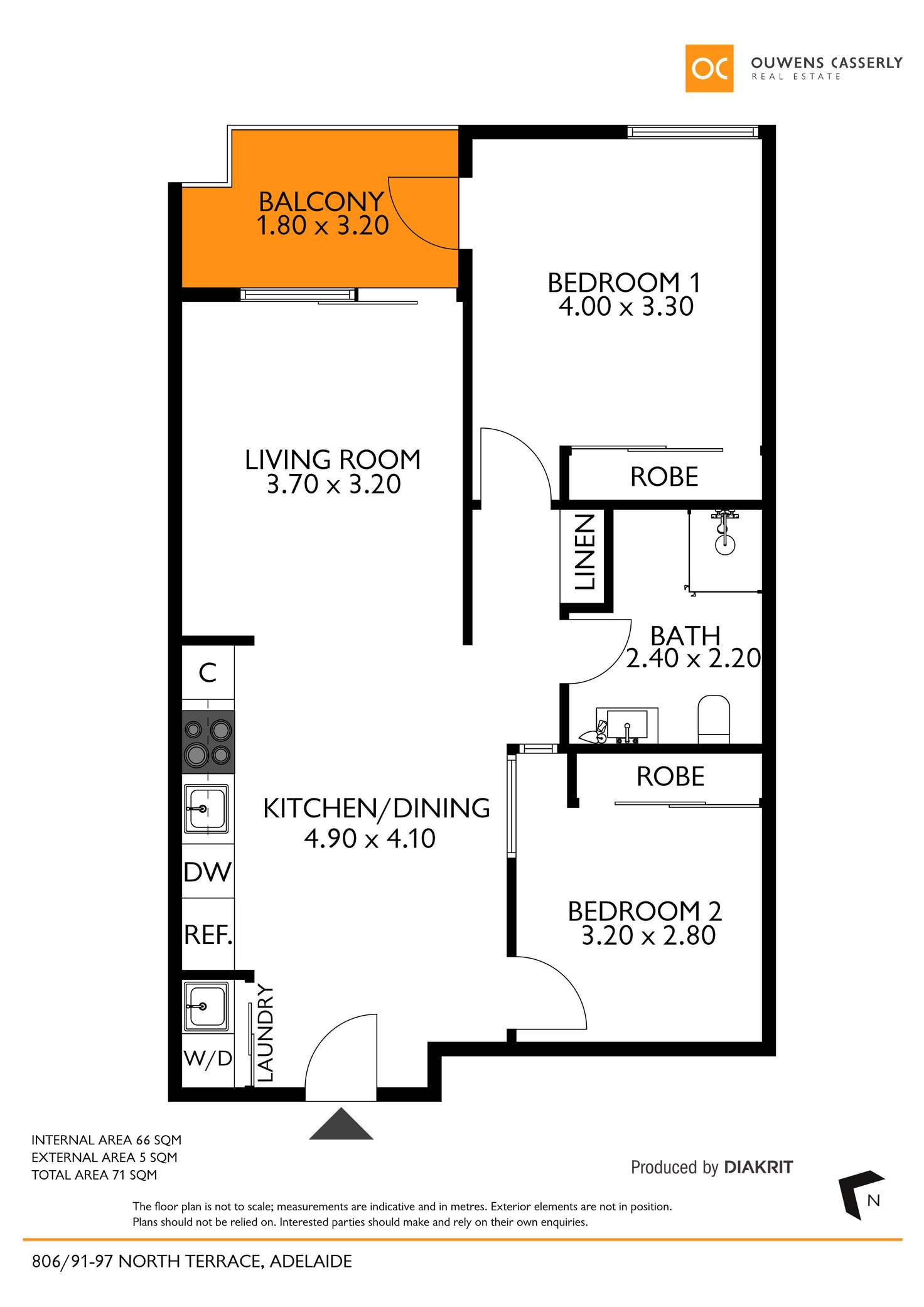 Floorplan of Homely apartment listing, 806/91-97 North Terrace, Adelaide SA 5000