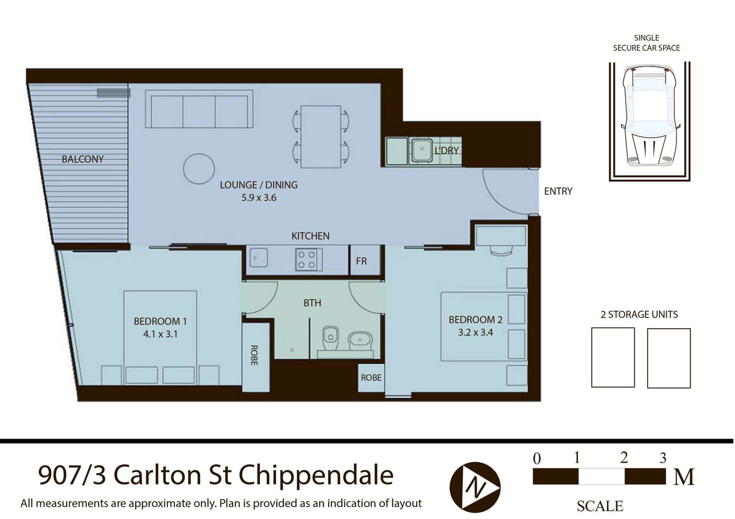 Floorplan of Homely apartment listing, 907/3 Carlton Street, Chippendale NSW 2008