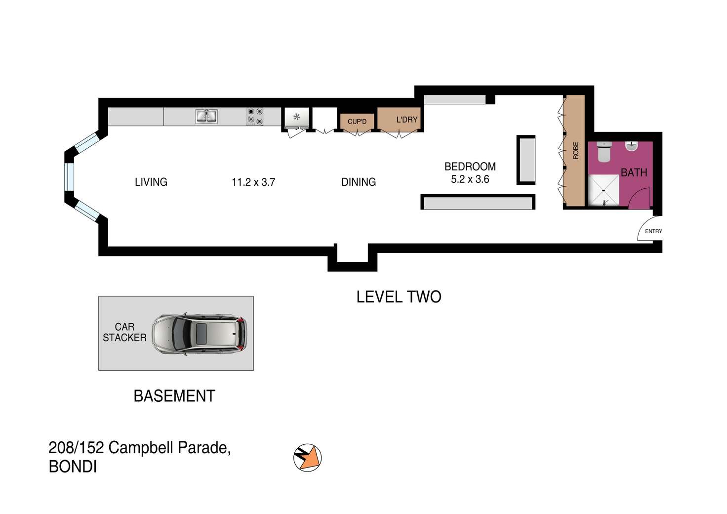 Floorplan of Homely apartment listing, 208/152 Campbell Parade, Bondi Beach NSW 2026