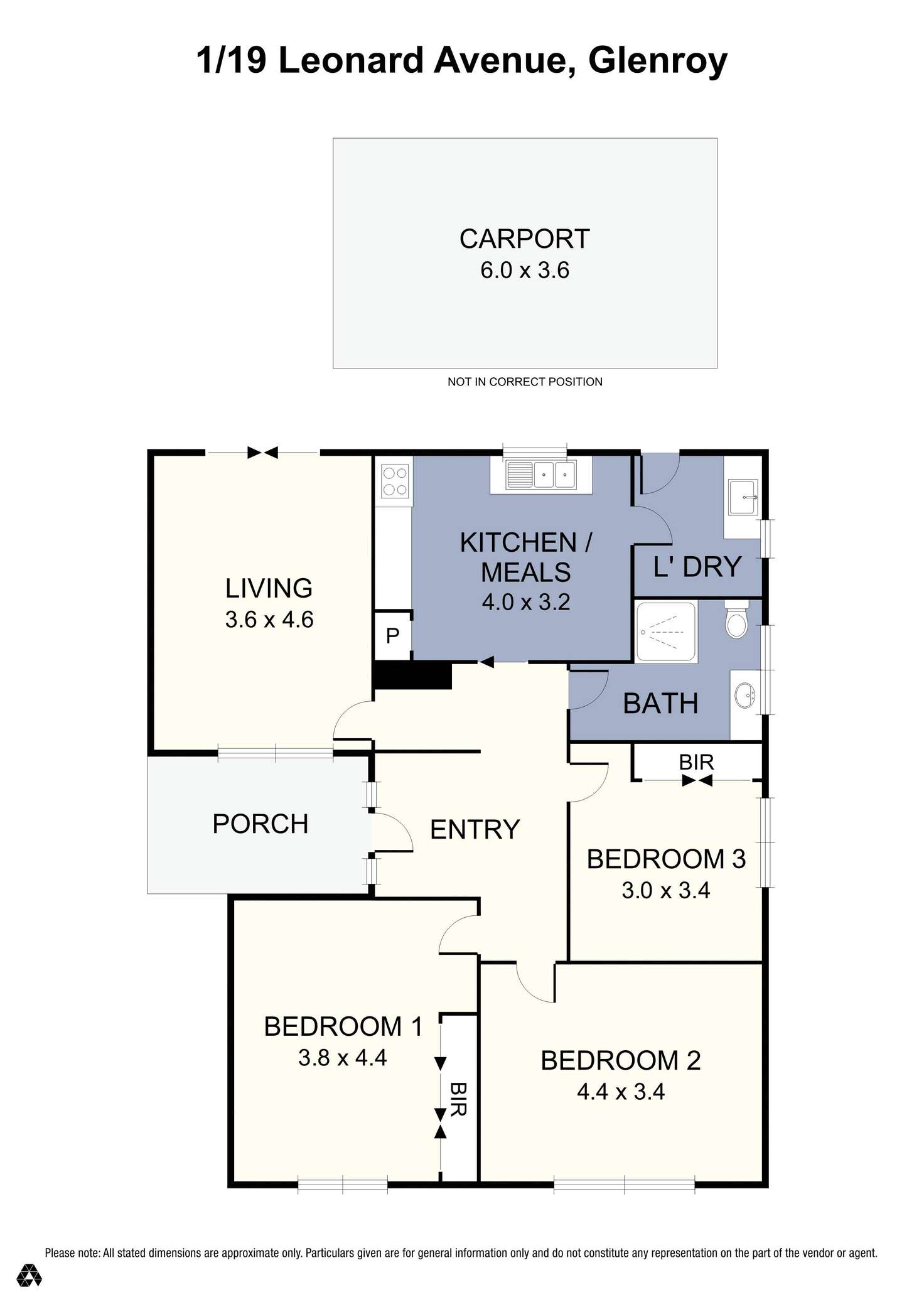 Floorplan of Homely unit listing, 1/19 Leonard Avenue, Glenroy VIC 3046