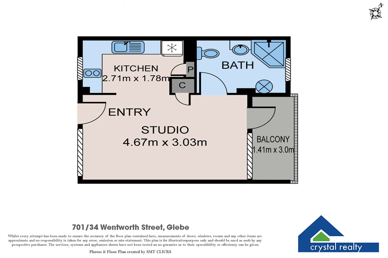 Floorplan of Homely studio listing, 701/34 Wentworth Street, Glebe NSW 2037