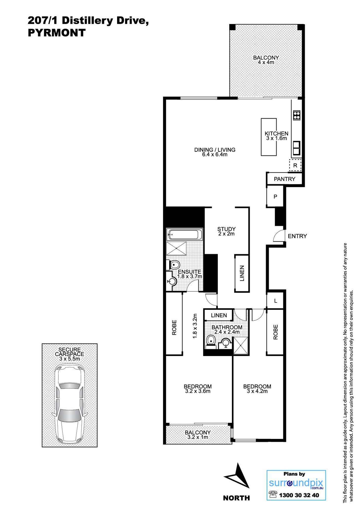 Floorplan of Homely apartment listing, 107/1 Distillery Drive, Pyrmont NSW 2009