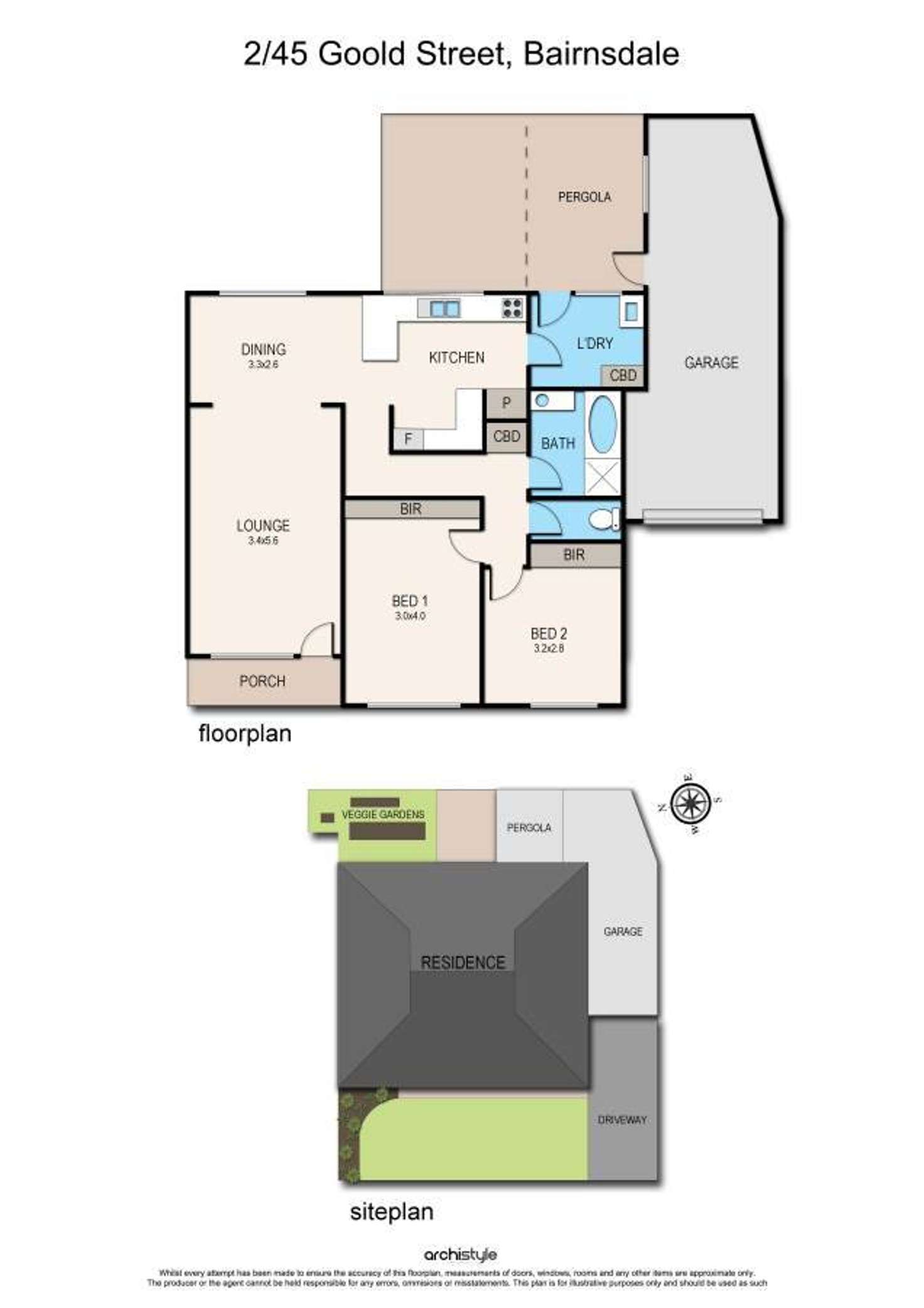 Floorplan of Homely unit listing, 2/45 Goold Street, Bairnsdale VIC 3875
