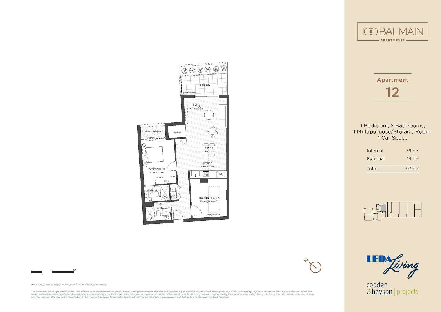 Floorplan of Homely apartment listing, 12/100 Reynolds Street, Balmain NSW 2041