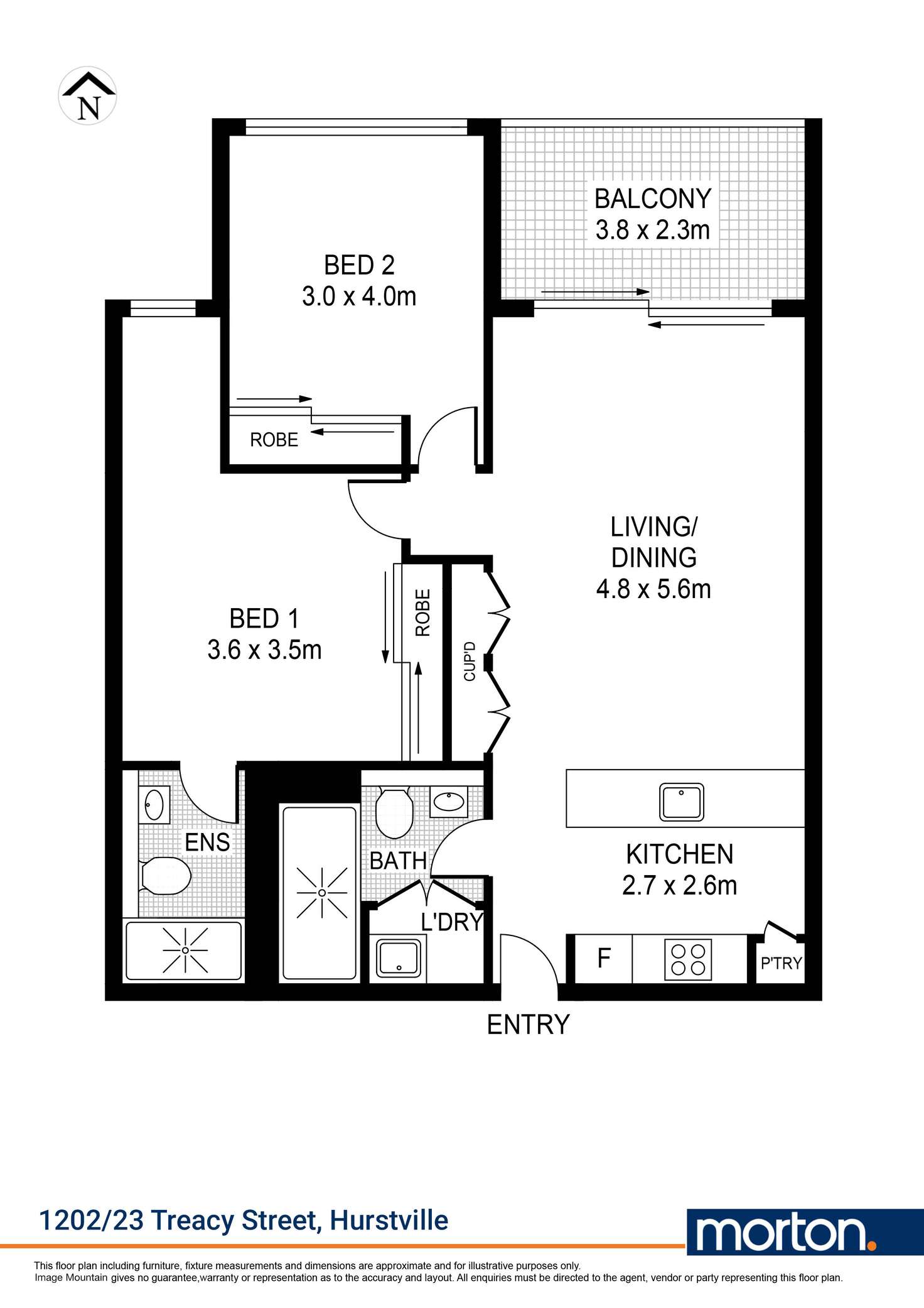 Floorplan of Homely apartment listing, 1202/23 Treacy Street, Hurstville NSW 2220