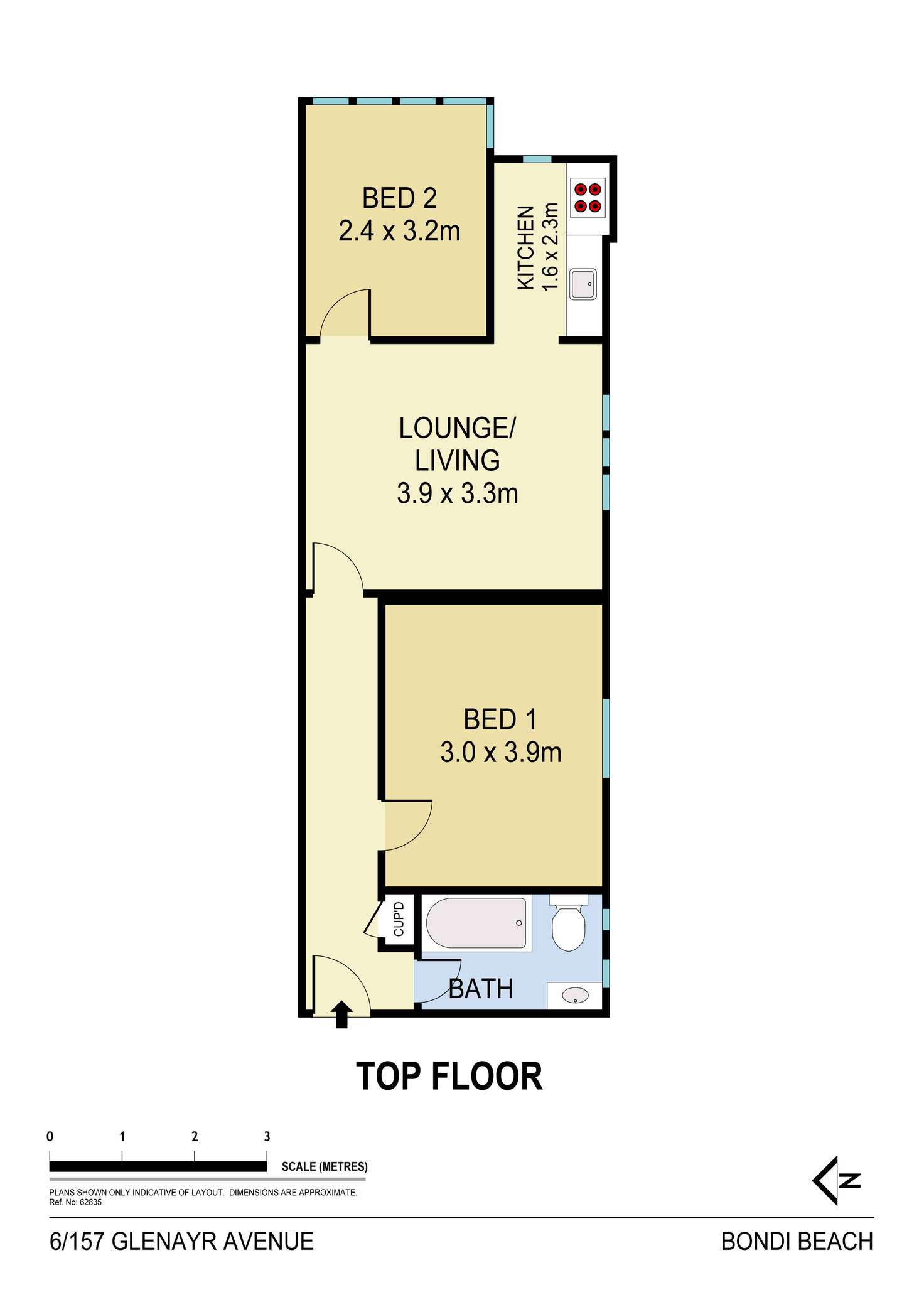 Floorplan of Homely apartment listing, 6/157 Glenayr Avenue, Bondi Beach NSW 2026