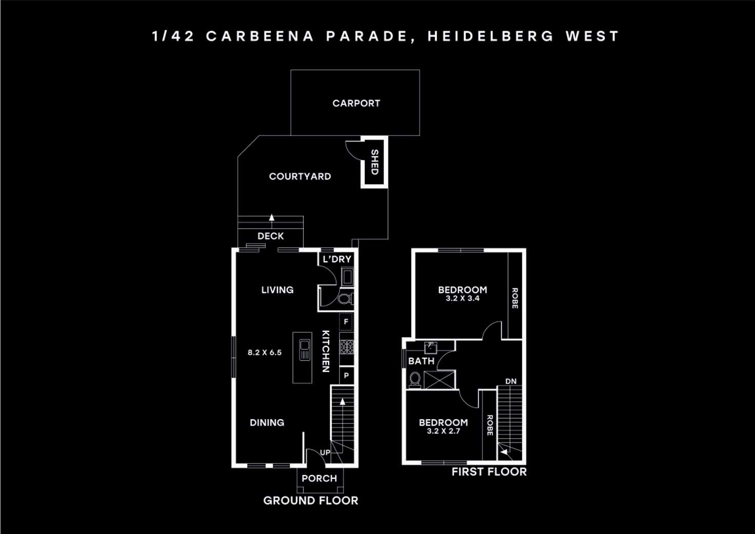Floorplan of Homely townhouse listing, 1/42 Carbeena Parade, Heidelberg West VIC 3081