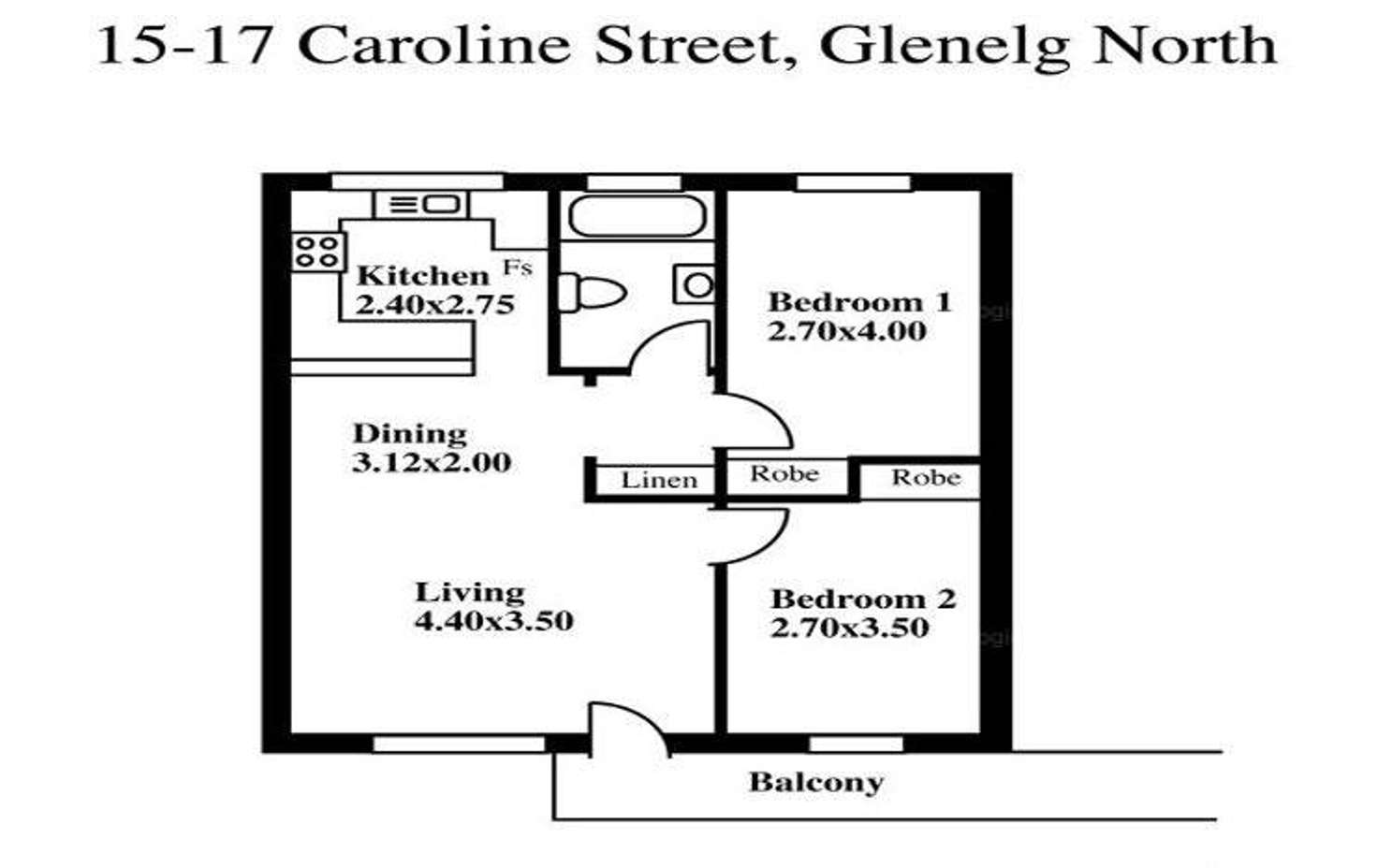 Floorplan of Homely unit listing, 15/17-19 Caroline Street, Glenelg North SA 5045