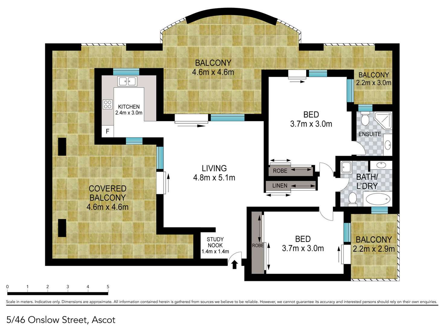 Floorplan of Homely apartment listing, 5/46 Onslow Street, Ascot QLD 4007