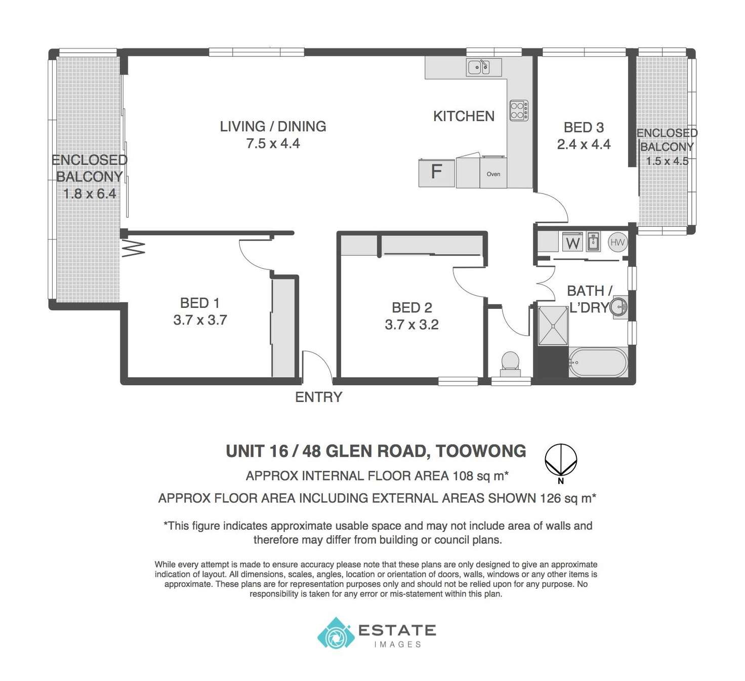 Floorplan of Homely unit listing, 16/48 Glen Road, Toowong QLD 4066