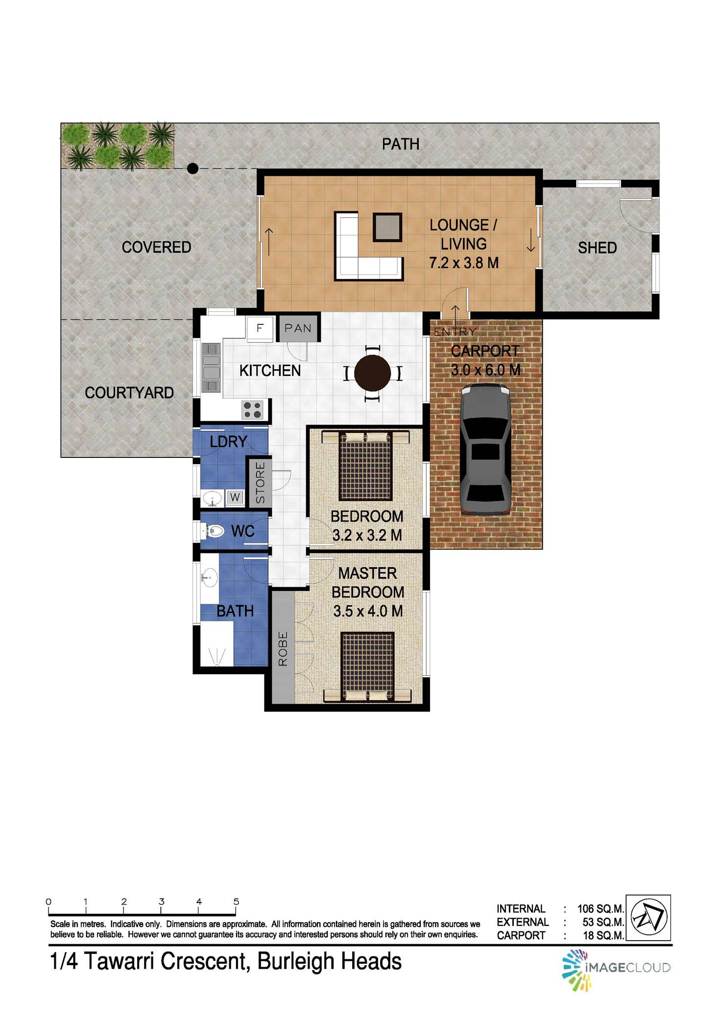 Floorplan of Homely semiDetached listing, 1/4 Tawarri Crescent, Burleigh Heads QLD 4220