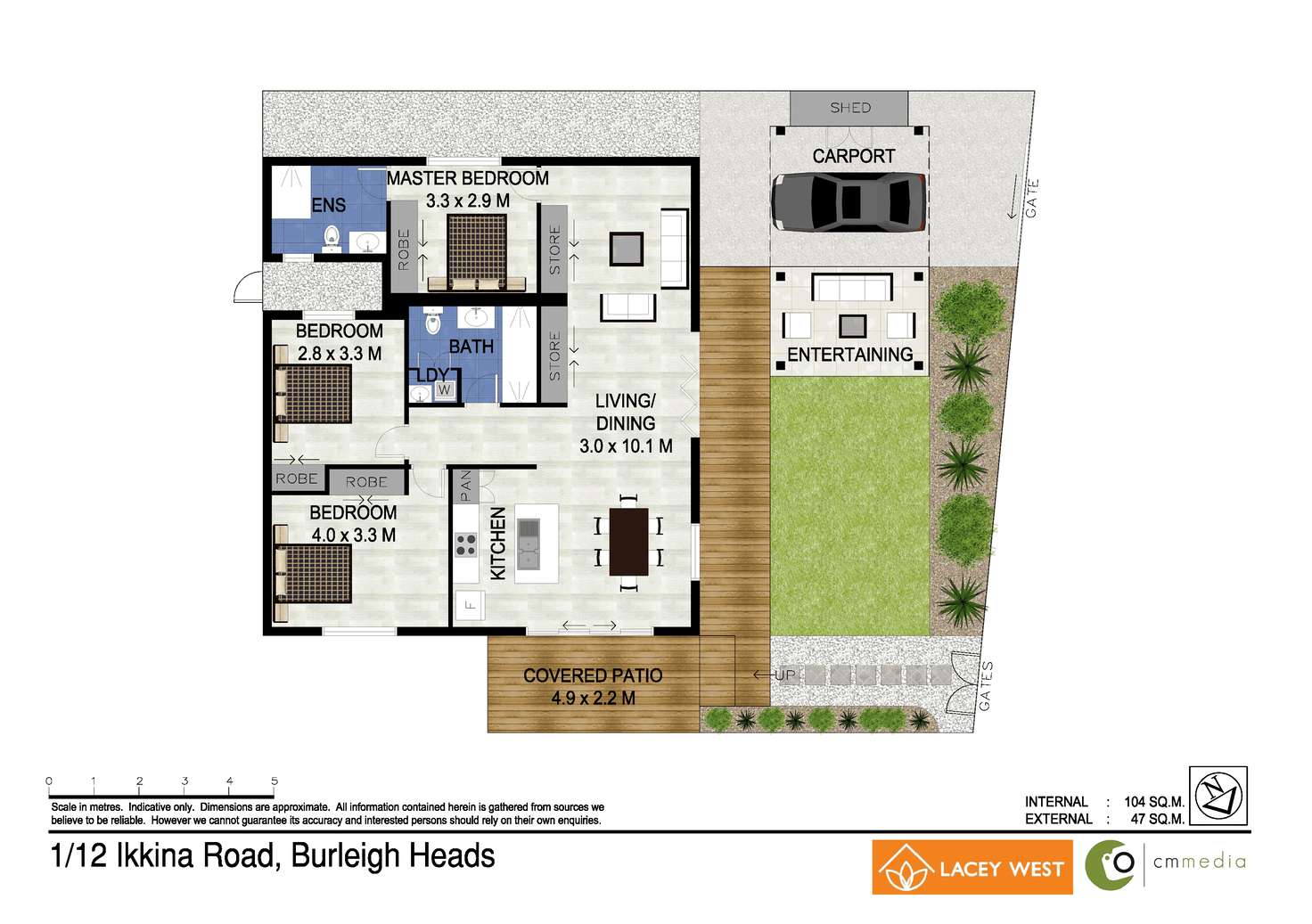 Floorplan of Homely semiDetached listing, 1/12 Ikkina Road, Burleigh Heads QLD 4220