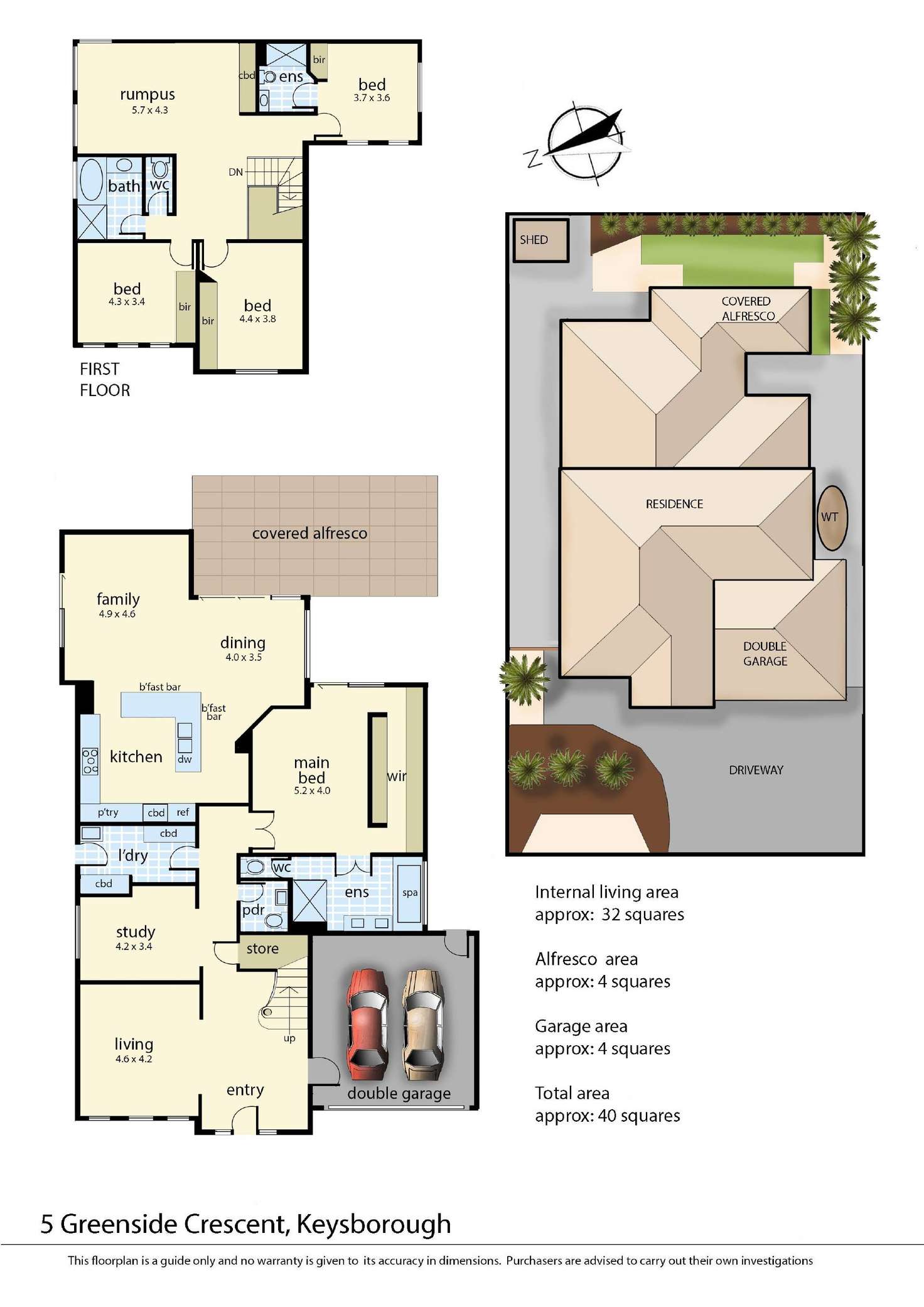 Floorplan of Homely house listing, 5 Greenside Crescent, Keysborough VIC 3173