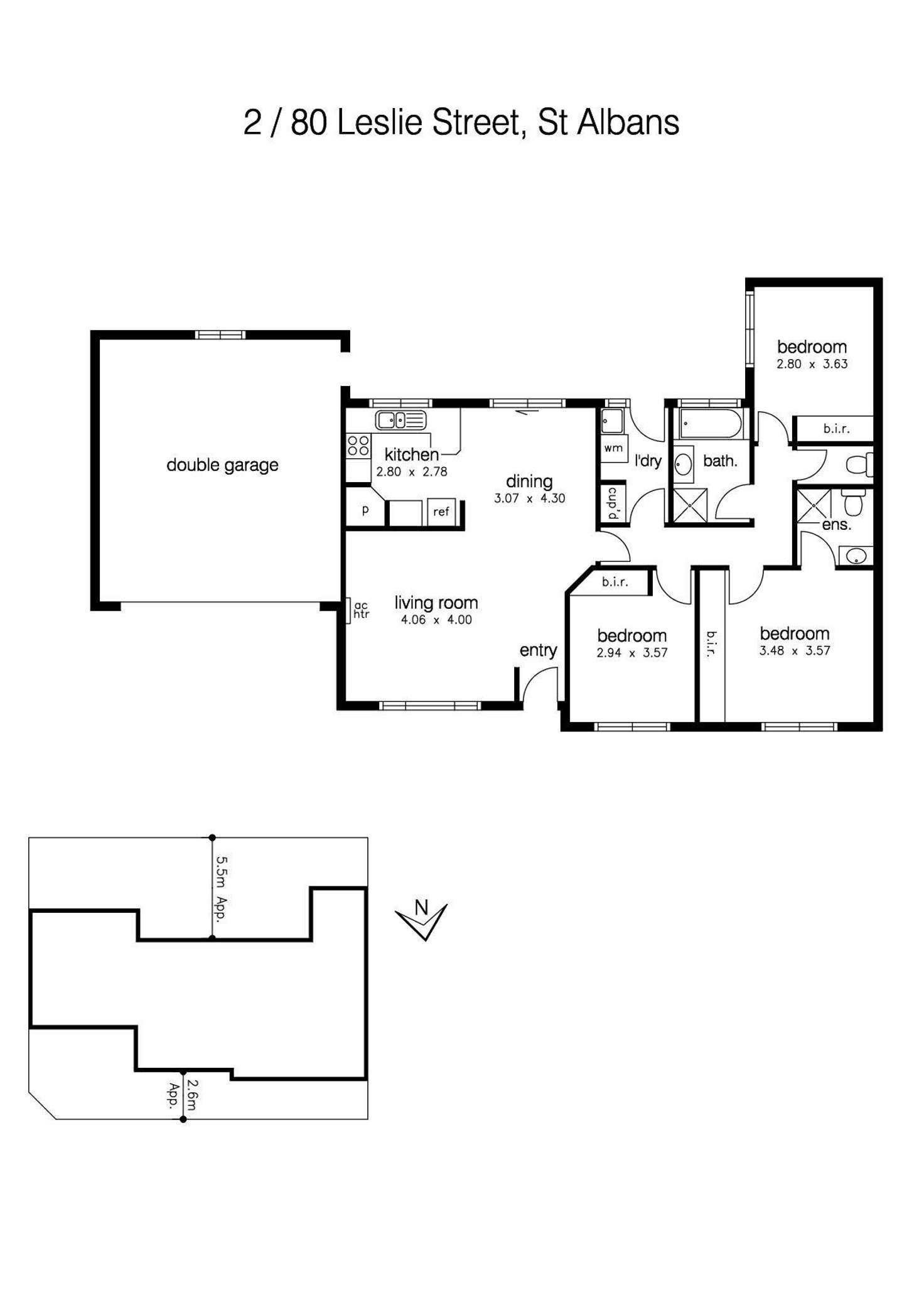 Floorplan of Homely unit listing, 2/80 Leslie Street, St Albans VIC 3021