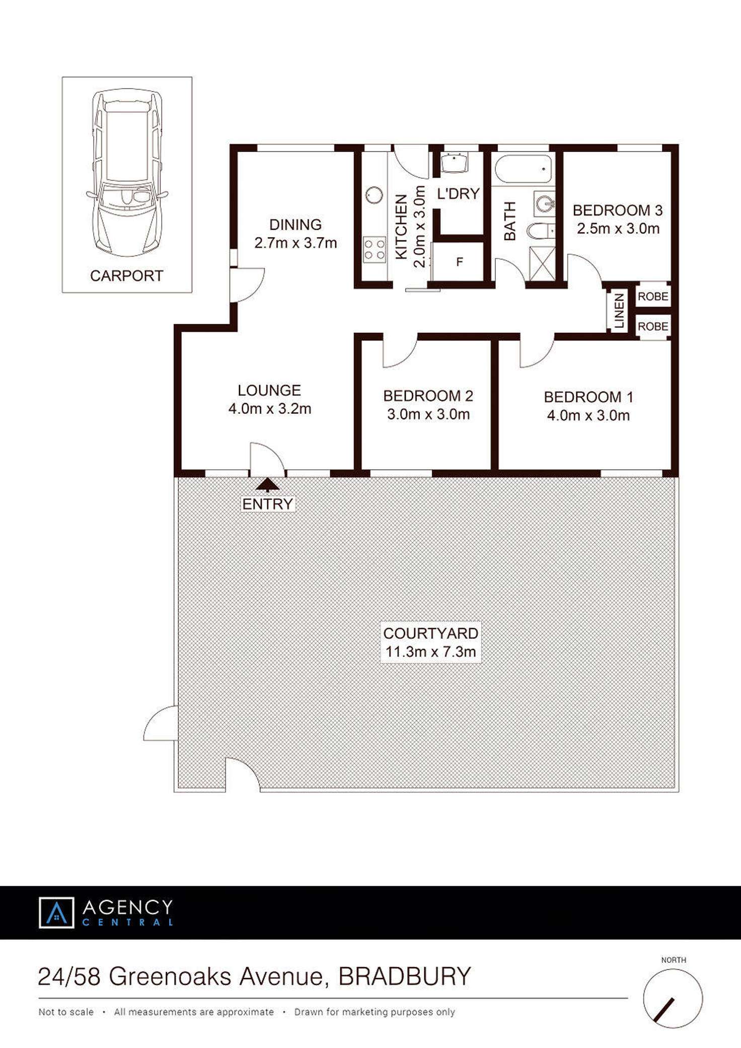 Floorplan of Homely villa listing, 24/58 Greenoaks Avenue, Bradbury NSW 2560