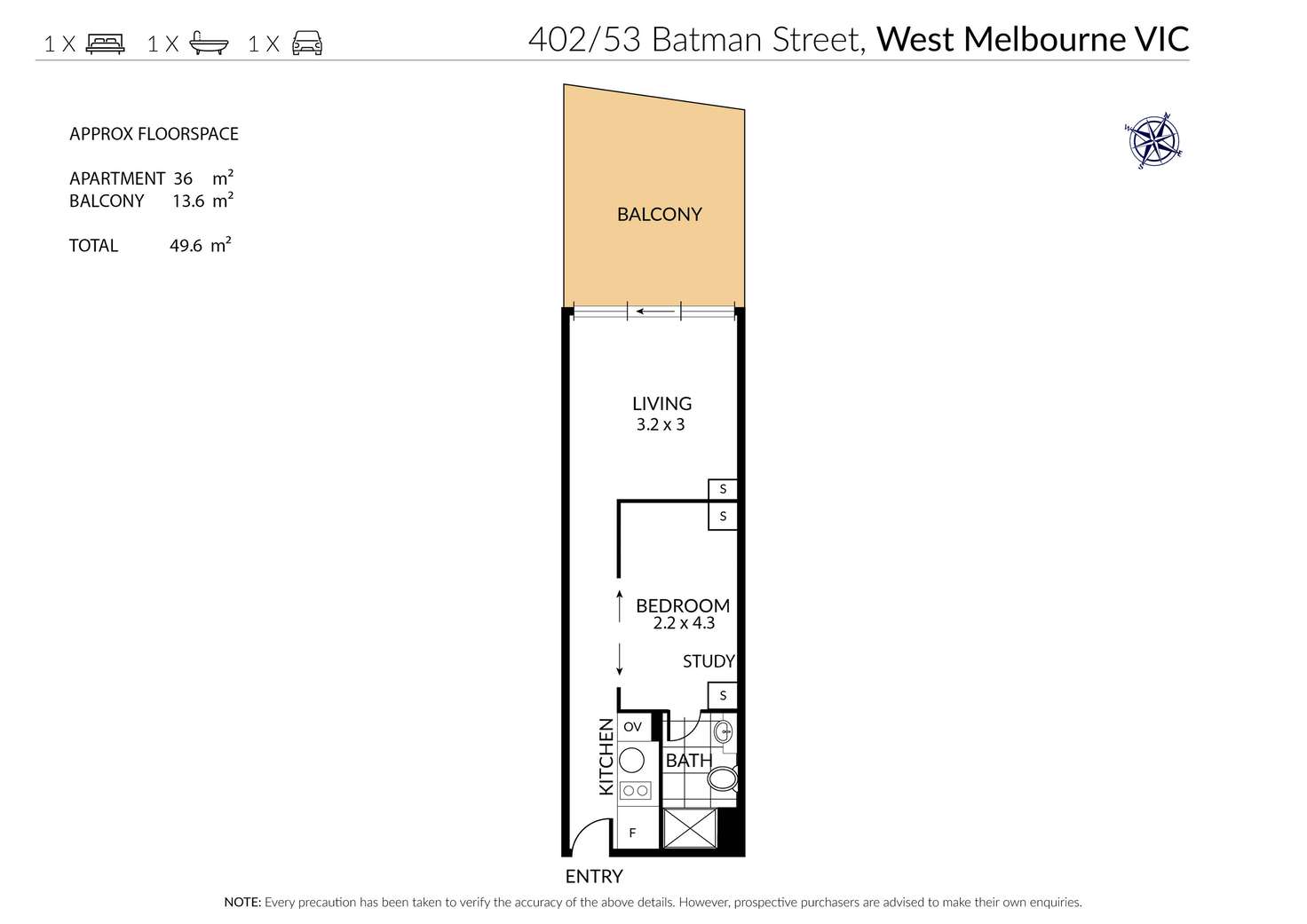 Floorplan of Homely apartment listing, 402/53 Batman Street, West Melbourne VIC 3003