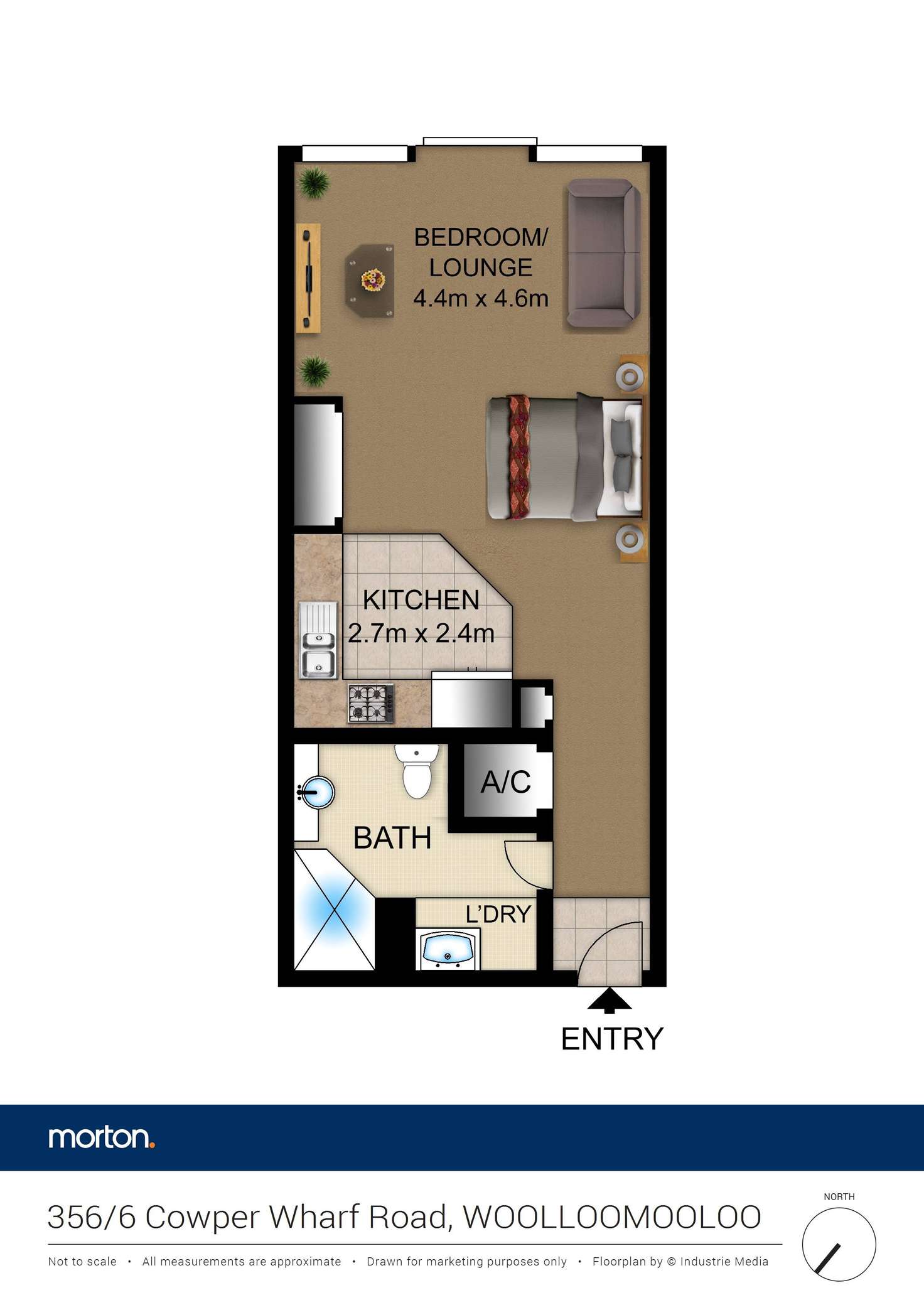 Floorplan of Homely studio listing, 356/6 Cowper Wharf Roadway, Woolloomooloo NSW 2011