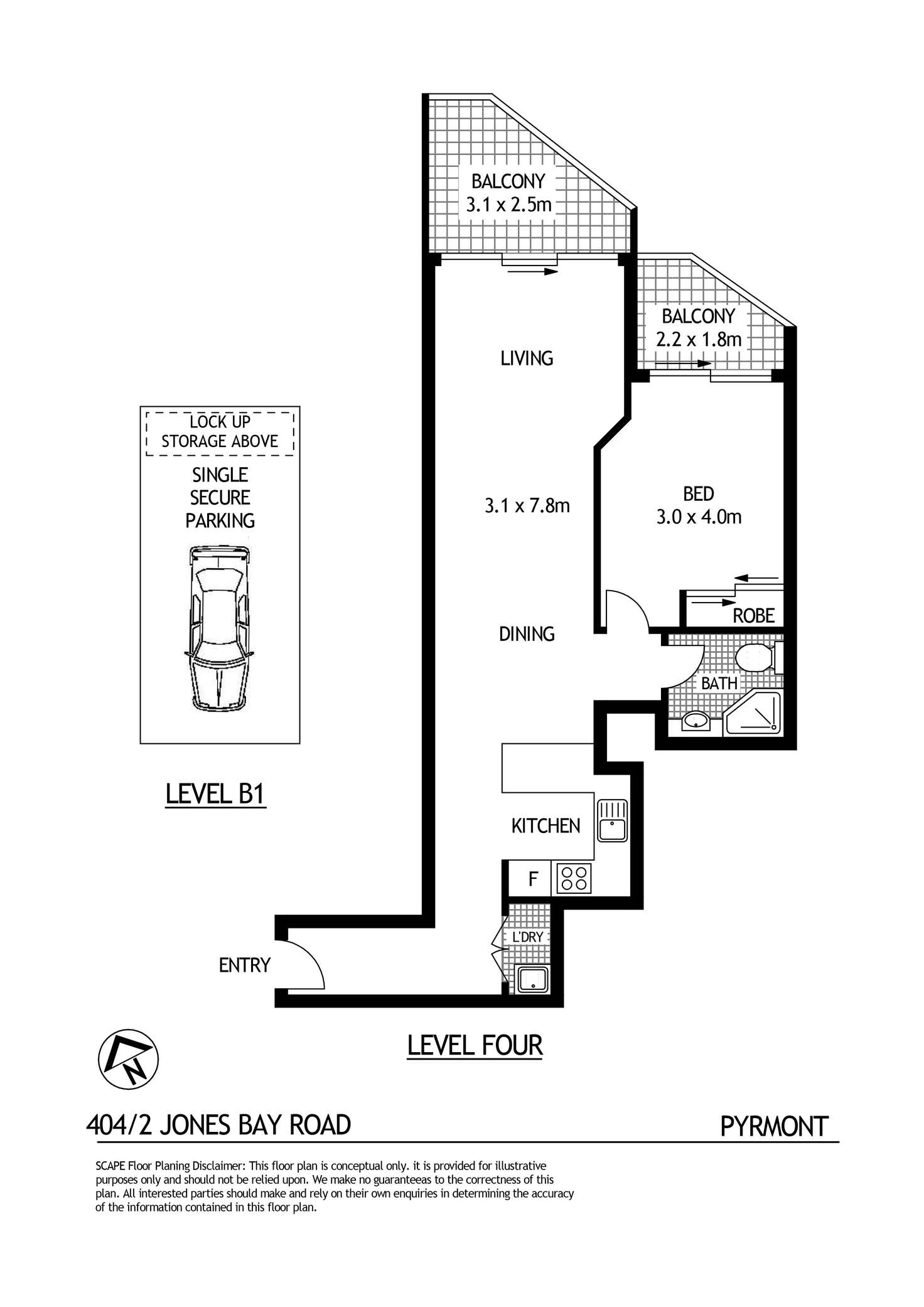 Floorplan of Homely apartment listing, 404/2 Jones Bay Road, Pyrmont NSW 2009