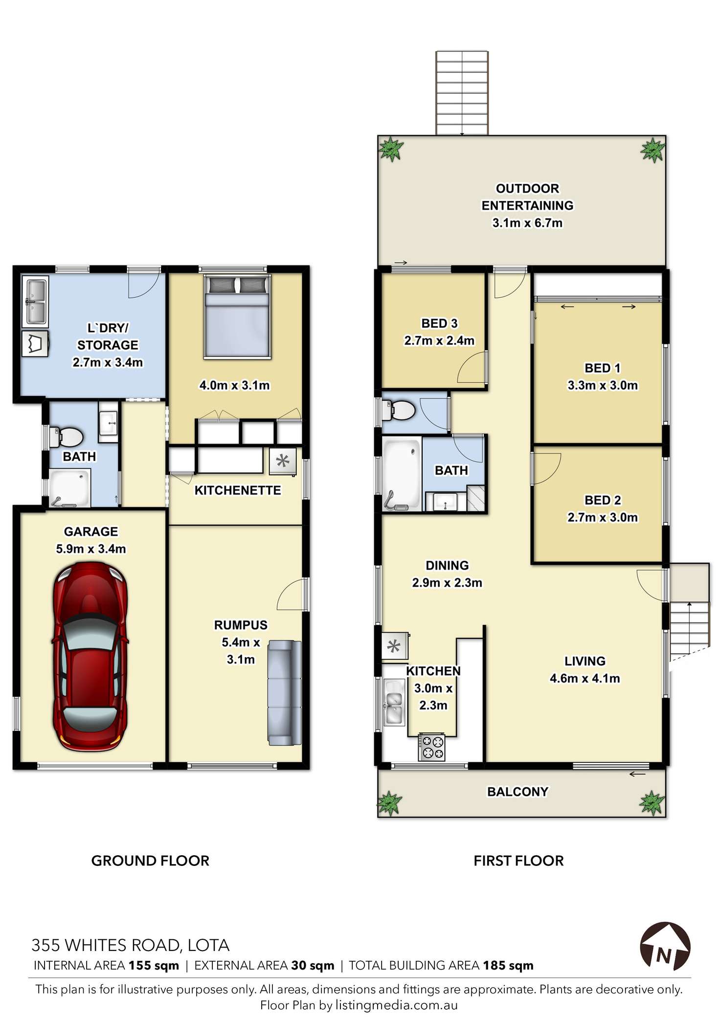 Floorplan of Homely house listing, 355 Whites Road, Lota QLD 4179