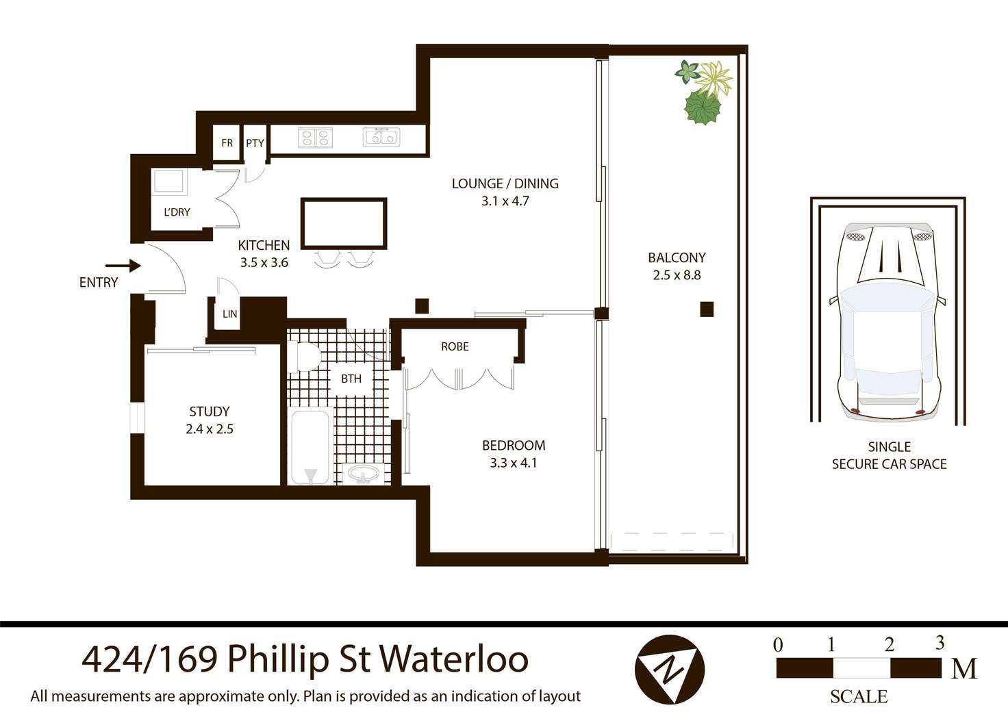 Floorplan of Homely apartment listing, Level 3/424/169 Phillip Street, Waterloo NSW 2017