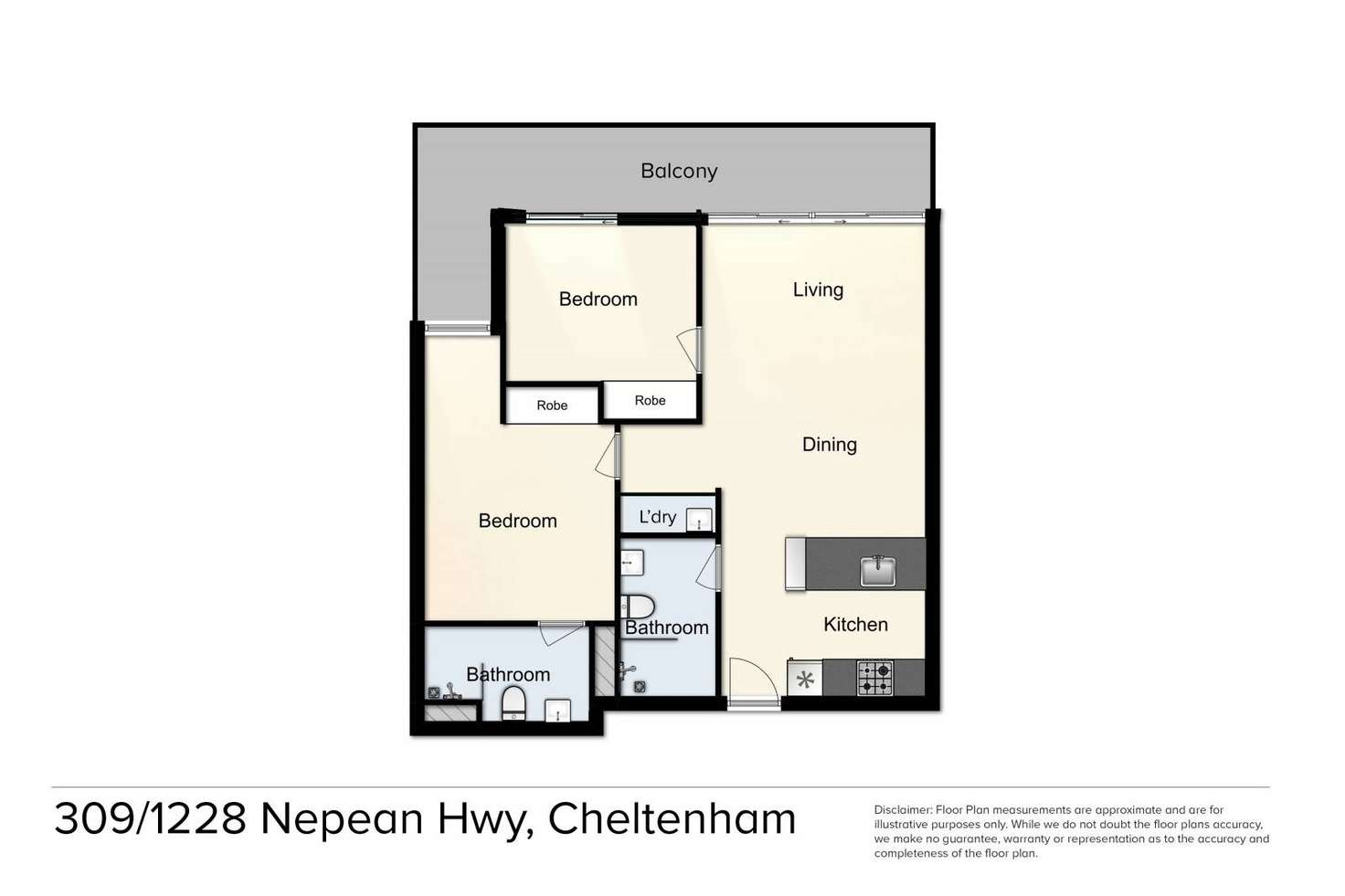 Floorplan of Homely unit listing, 309/1228 Nepean Highway, Cheltenham VIC 3192