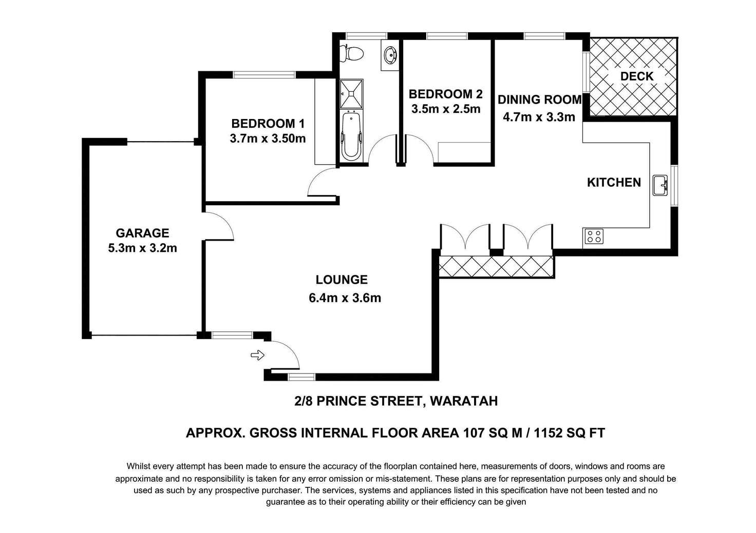 Floorplan of Homely villa listing, 2/8 Prince Street, Waratah NSW 2298