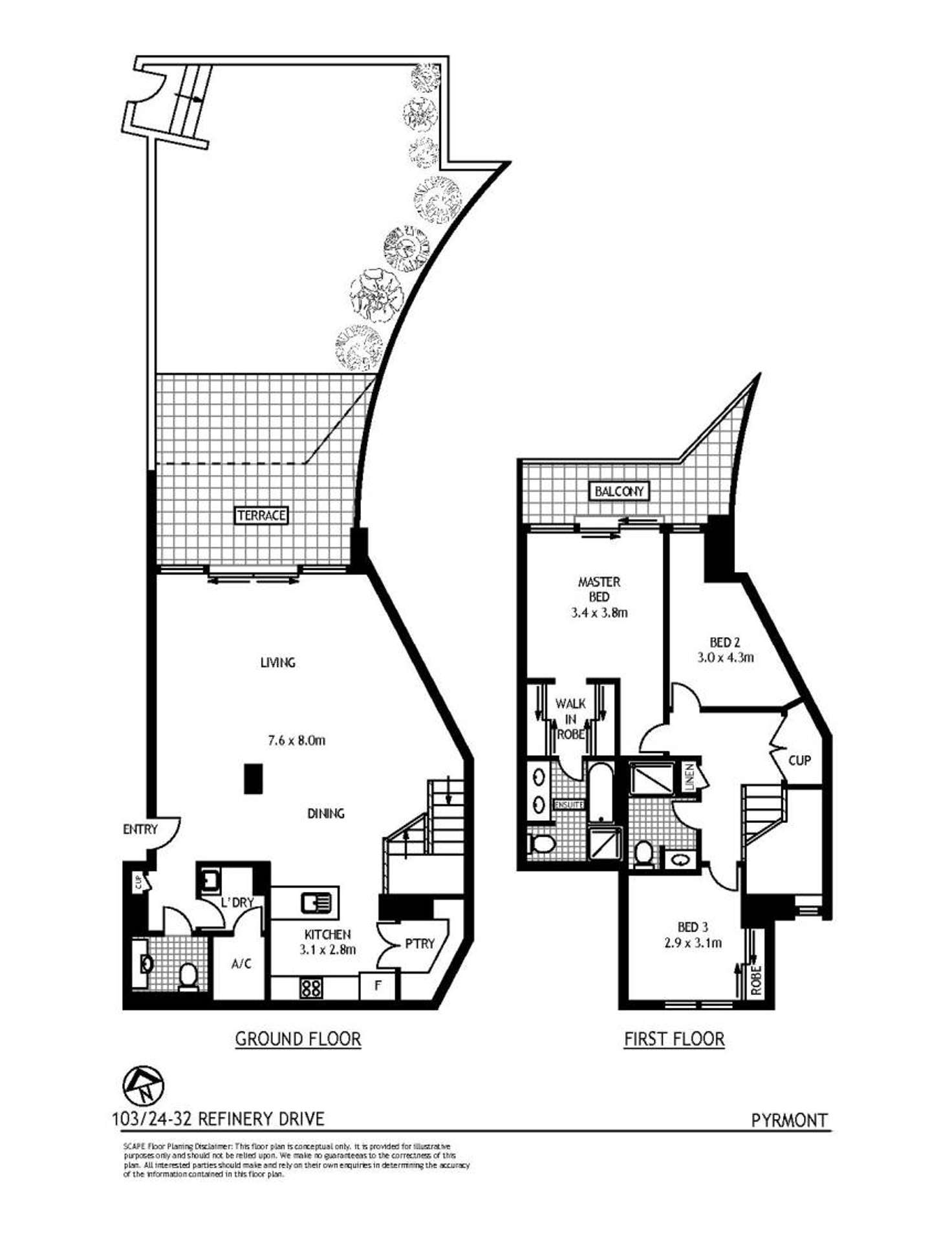 Floorplan of Homely unit listing, 103/32 Refinery Drive, Pyrmont NSW 2009