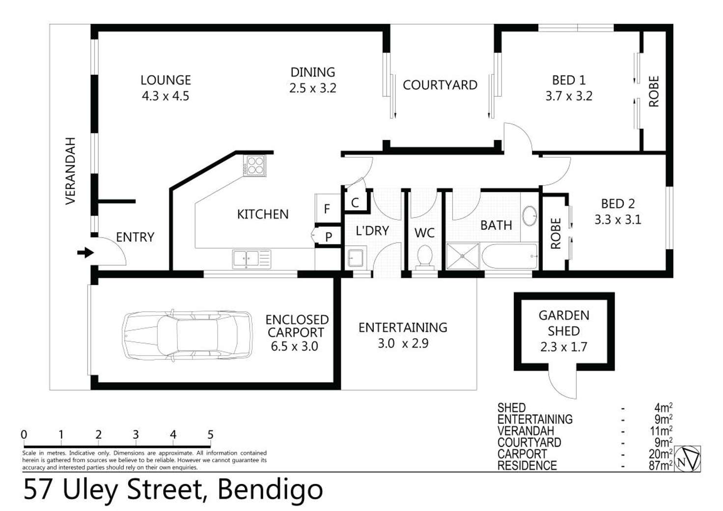 Floorplan of Homely unit listing, 57 Uley Street, Bendigo VIC 3550