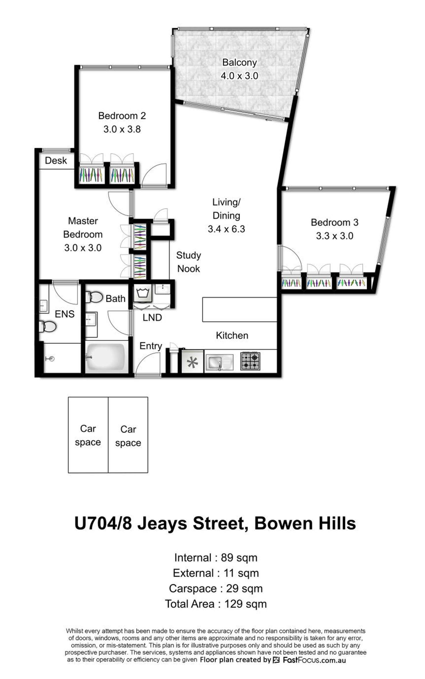 Floorplan of Homely apartment listing, 704/8 Jeays Street, Bowen Hills QLD 4006