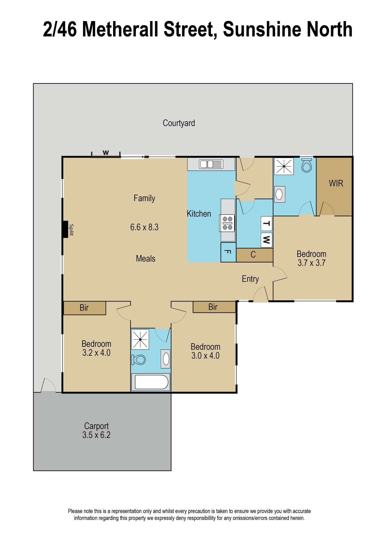 Floorplan of Homely unit listing, 2/46 Metherall Street, Sunshine North VIC 3020