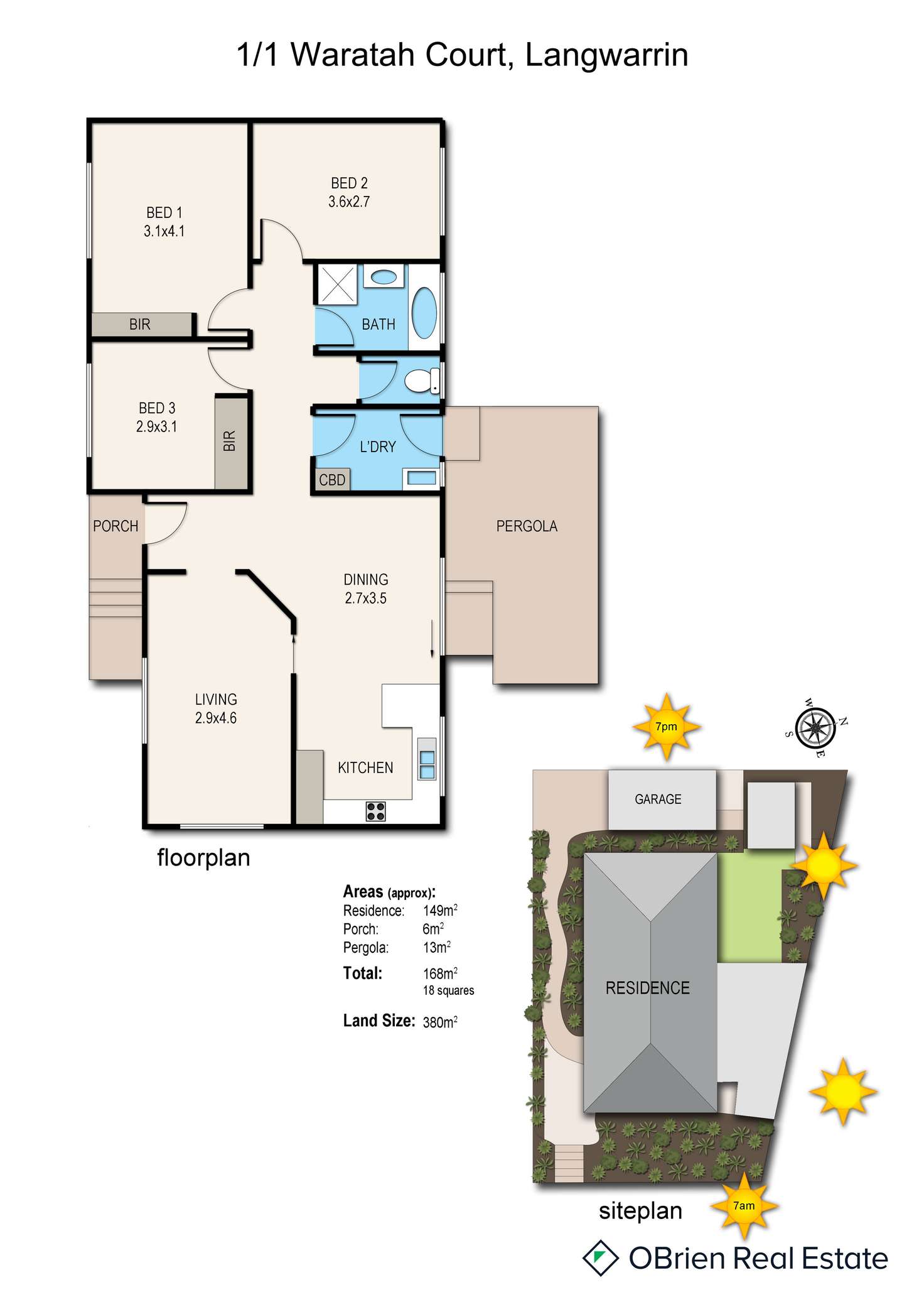 Floorplan of Homely unit listing, 1/1 Waratah Court, Langwarrin VIC 3910