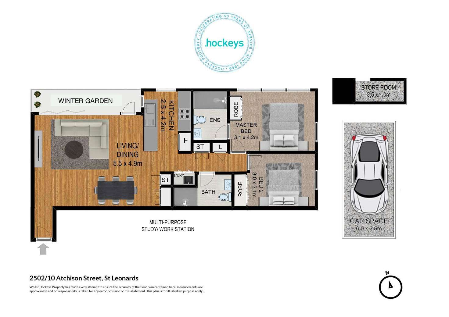 Floorplan of Homely apartment listing, 2502/10 Atchison Street, St Leonards NSW 2065