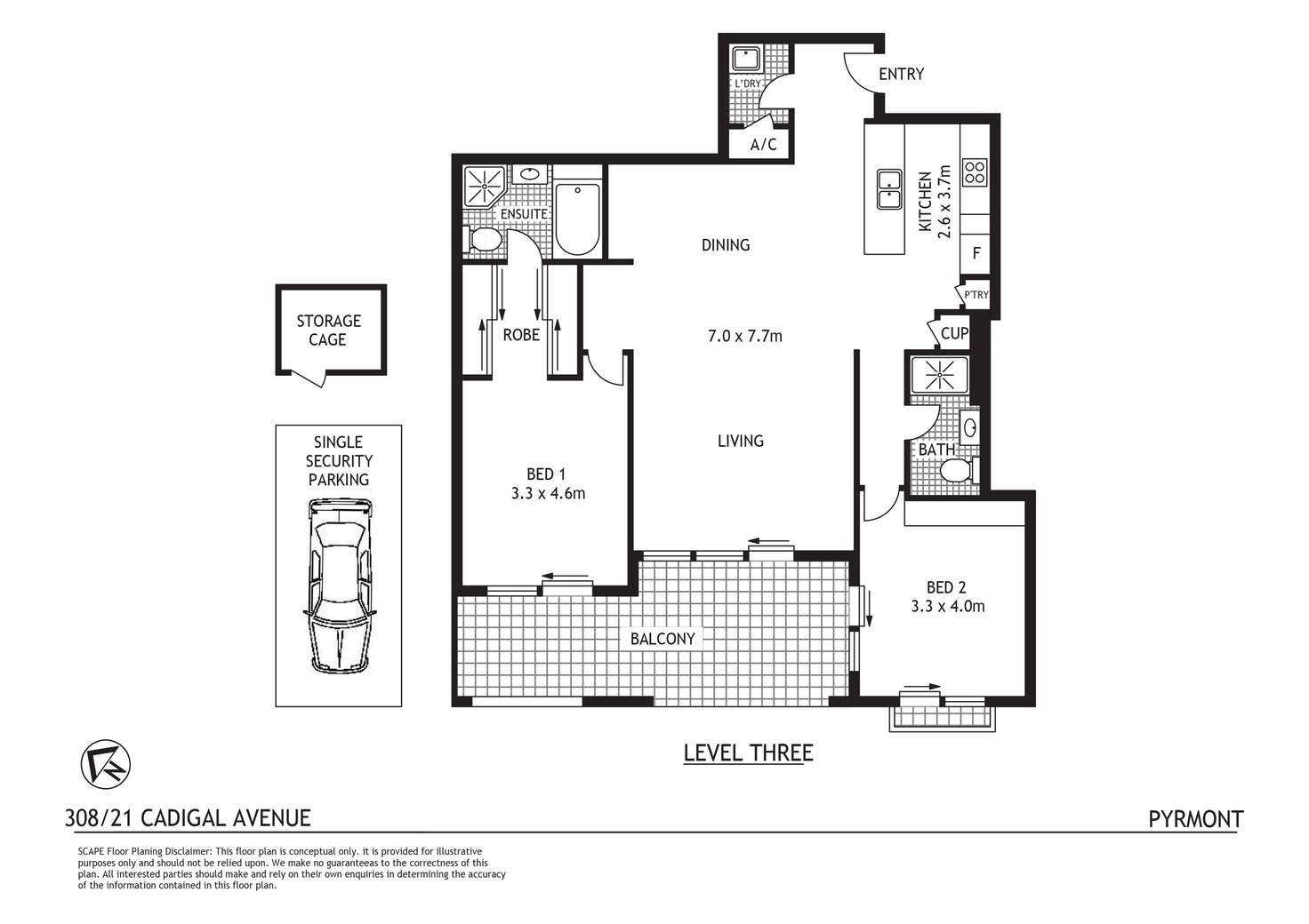 Floorplan of Homely apartment listing, 308/21 Cadigal Avenue, Pyrmont NSW 2009