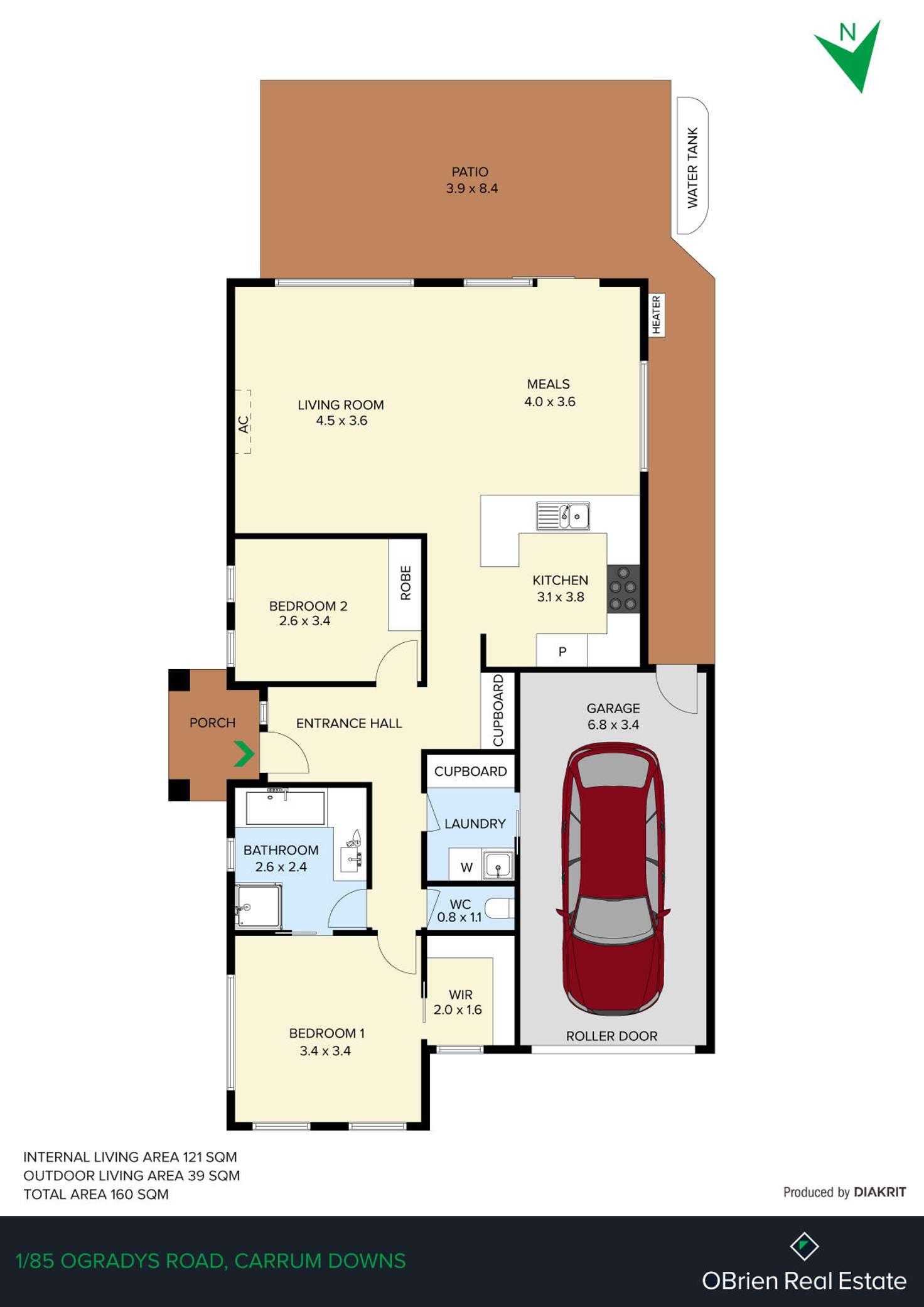 Floorplan of Homely unit listing, 1/85 O'Gradys Road, Carrum Downs VIC 3201