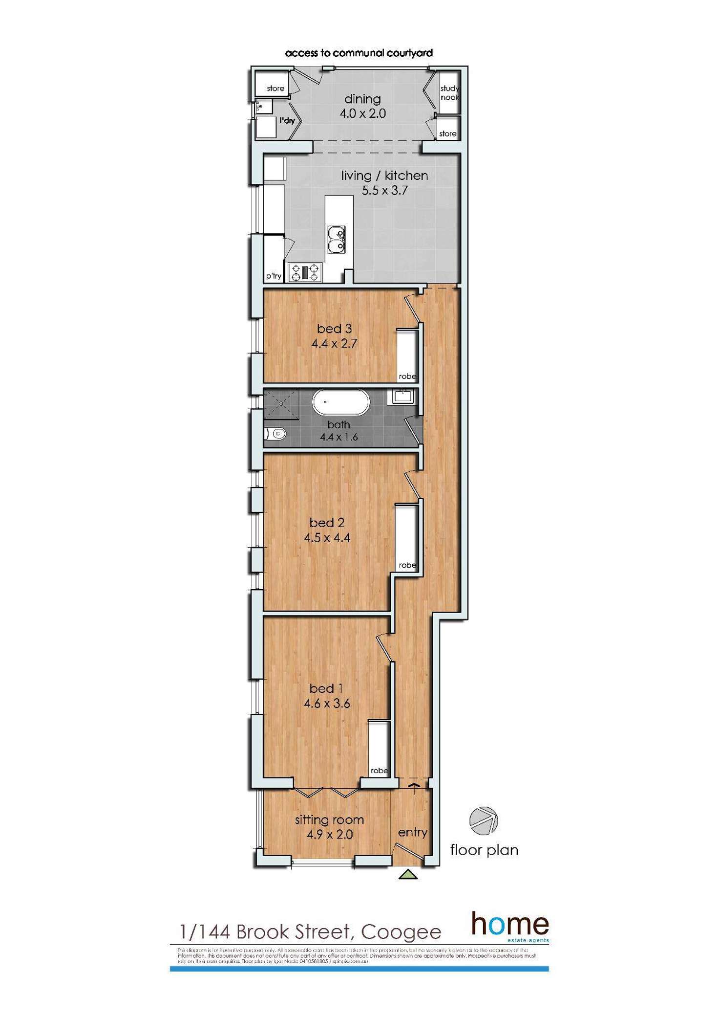 Floorplan of Homely apartment listing, 1/144 Brook Street, Coogee NSW 2034