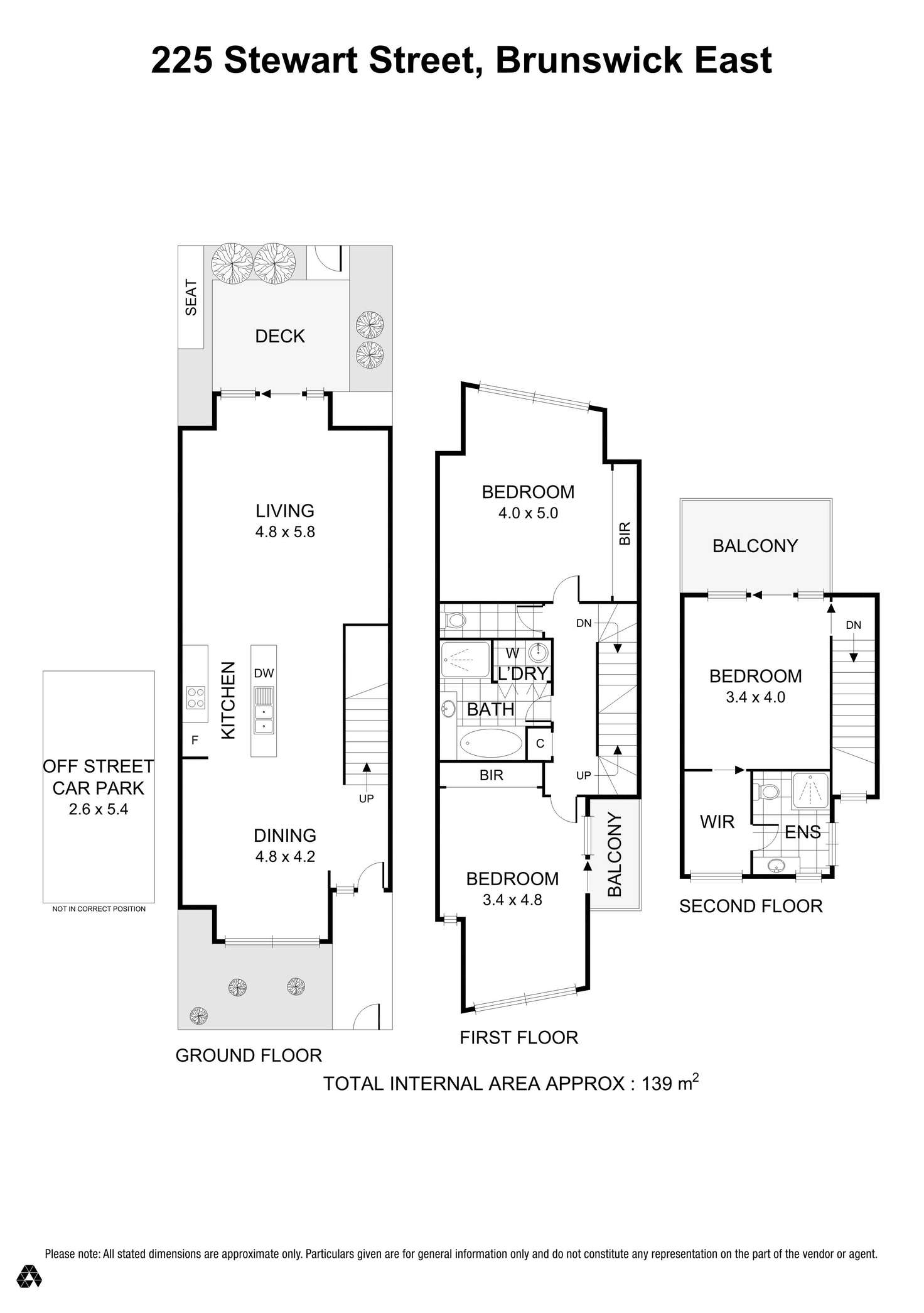 Floorplan of Homely townhouse listing, 225 Stewart Street, Brunswick East VIC 3057