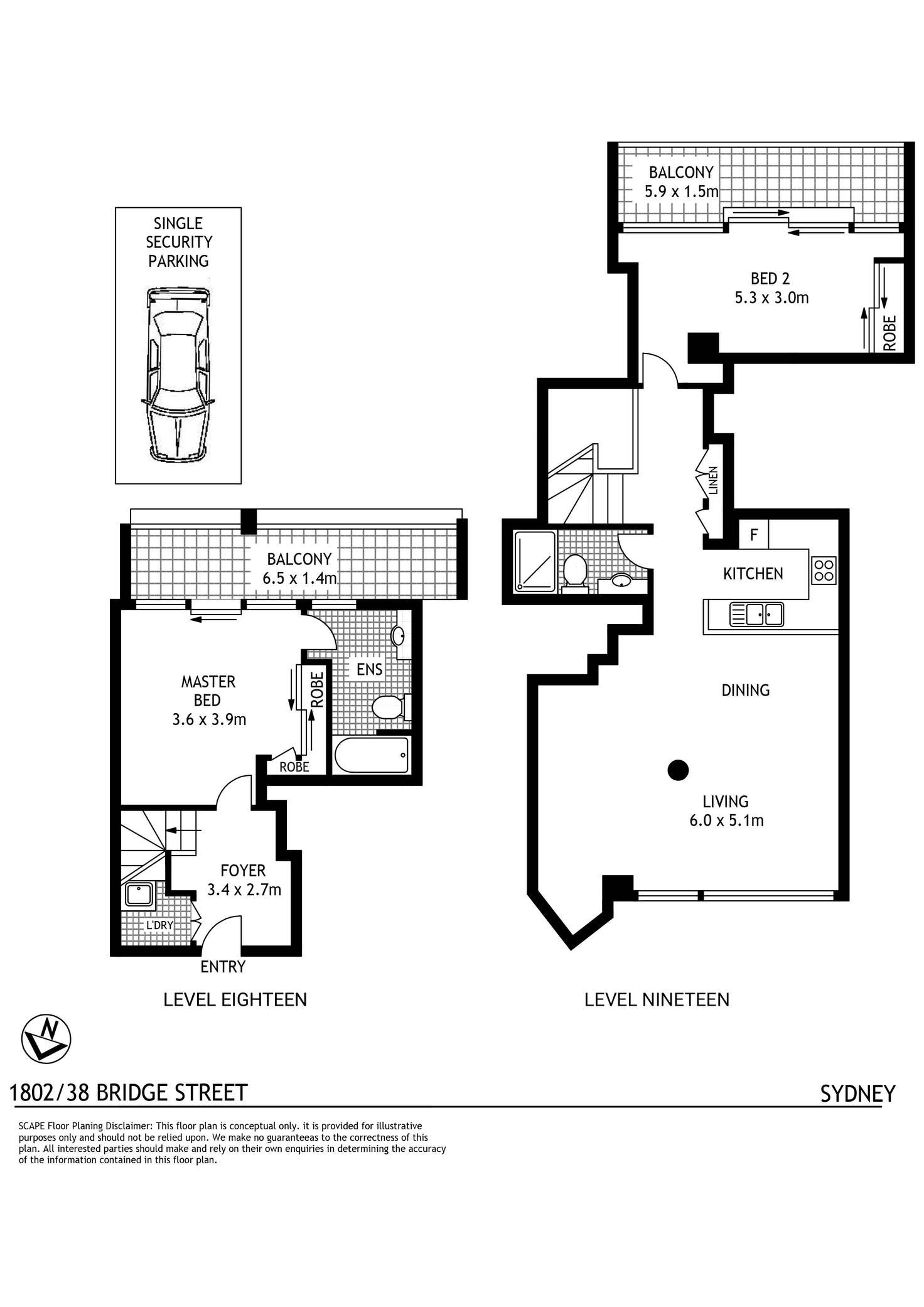 Floorplan of Homely apartment listing, 1802/38 Bridge Street, Sydney NSW 2000