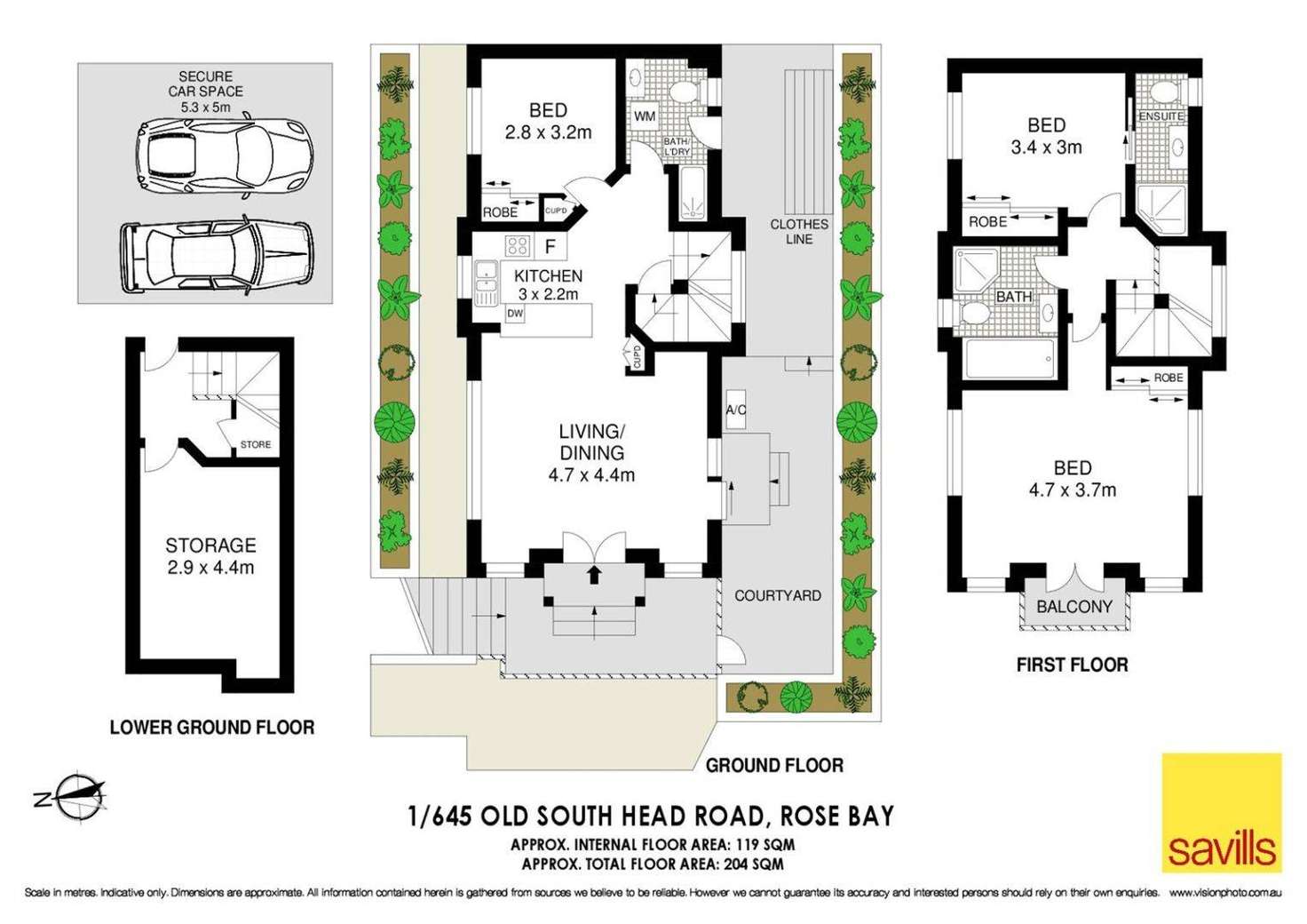 Floorplan of Homely townhouse listing, 1/645 Old South Head Road, Rose Bay NSW 2029