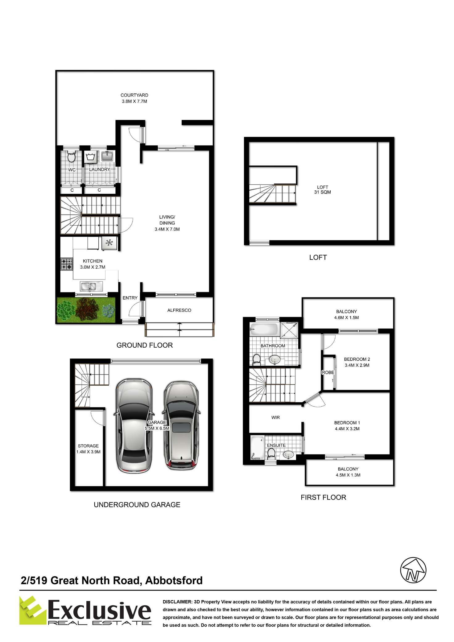 Floorplan of Homely townhouse listing, 2/519 Great North Road, Abbotsford NSW 2046