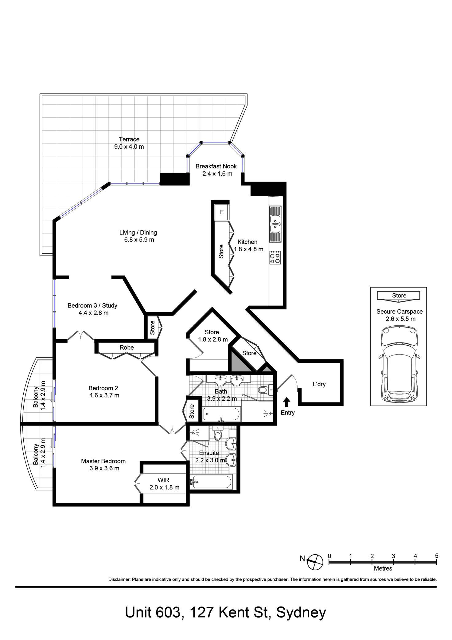 Floorplan of Homely apartment listing, 603/127 Kent Street, Sydney NSW 2000