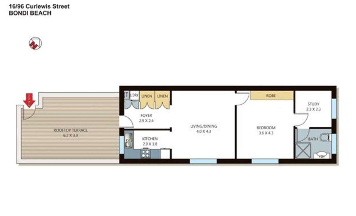 Floorplan of Homely apartment listing, 16/96 Curlewis Street, Bondi Beach NSW 2026