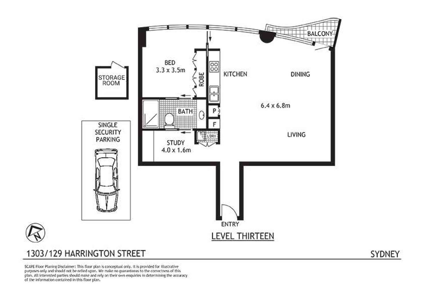 Floorplan of Homely apartment listing, 1303/129 Harrington Street, Sydney NSW 2000