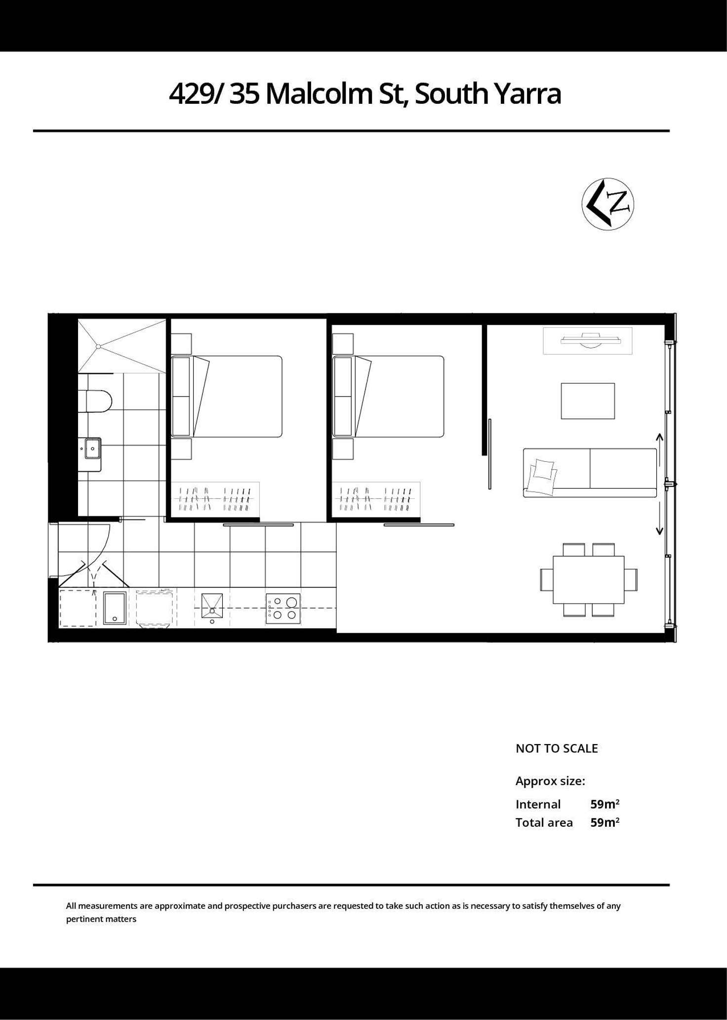 Floorplan of Homely apartment listing, 429/35 Malcolm Street, South Yarra VIC 3141