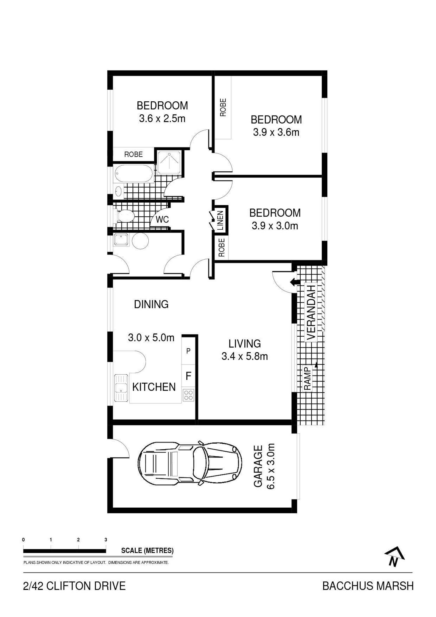 Floorplan of Homely unit listing, 2/42 Clifton Drive, Bacchus Marsh VIC 3340