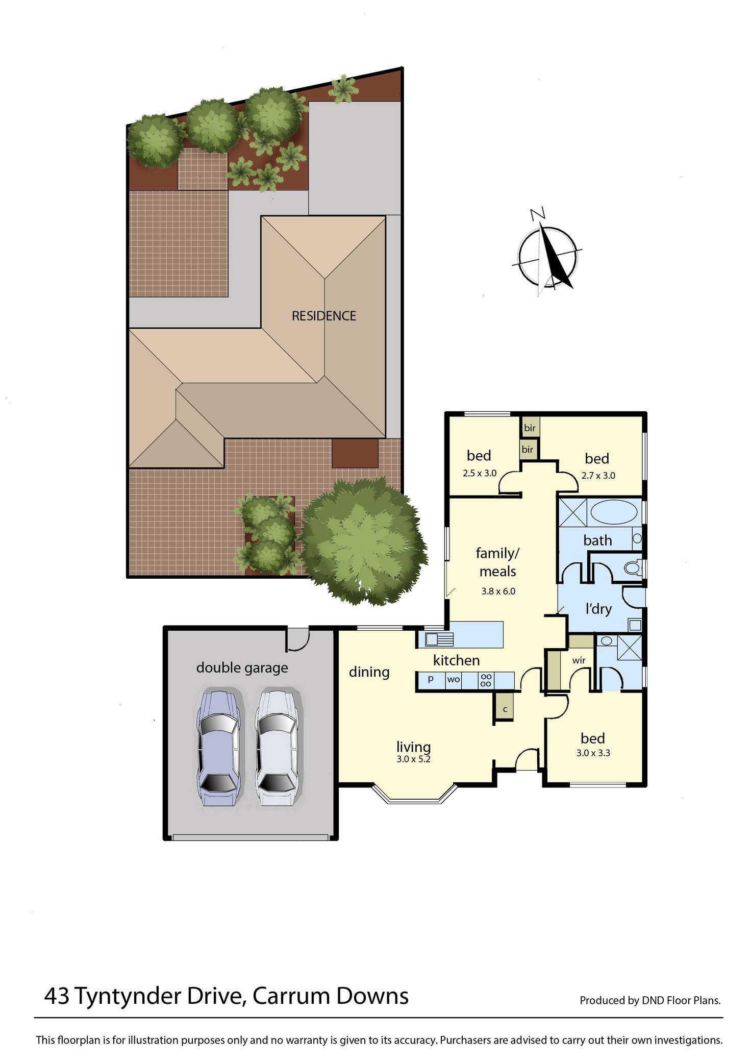 Floorplan of Homely house listing, 43 Tyntynder Drive, Carrum Downs VIC 3201