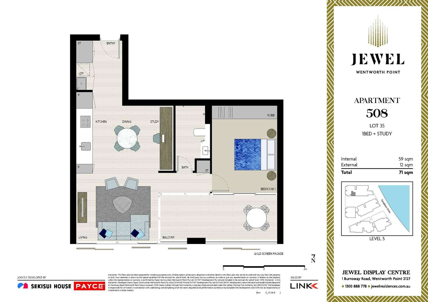 Floorplan of Homely apartment listing, 508/1 Burroway Road, Wentworth Point NSW 2127