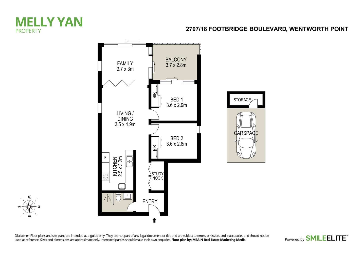 Floorplan of Homely unit listing, 2707/18 Footbridge Boulevarde, Wentworth Point NSW 2127
