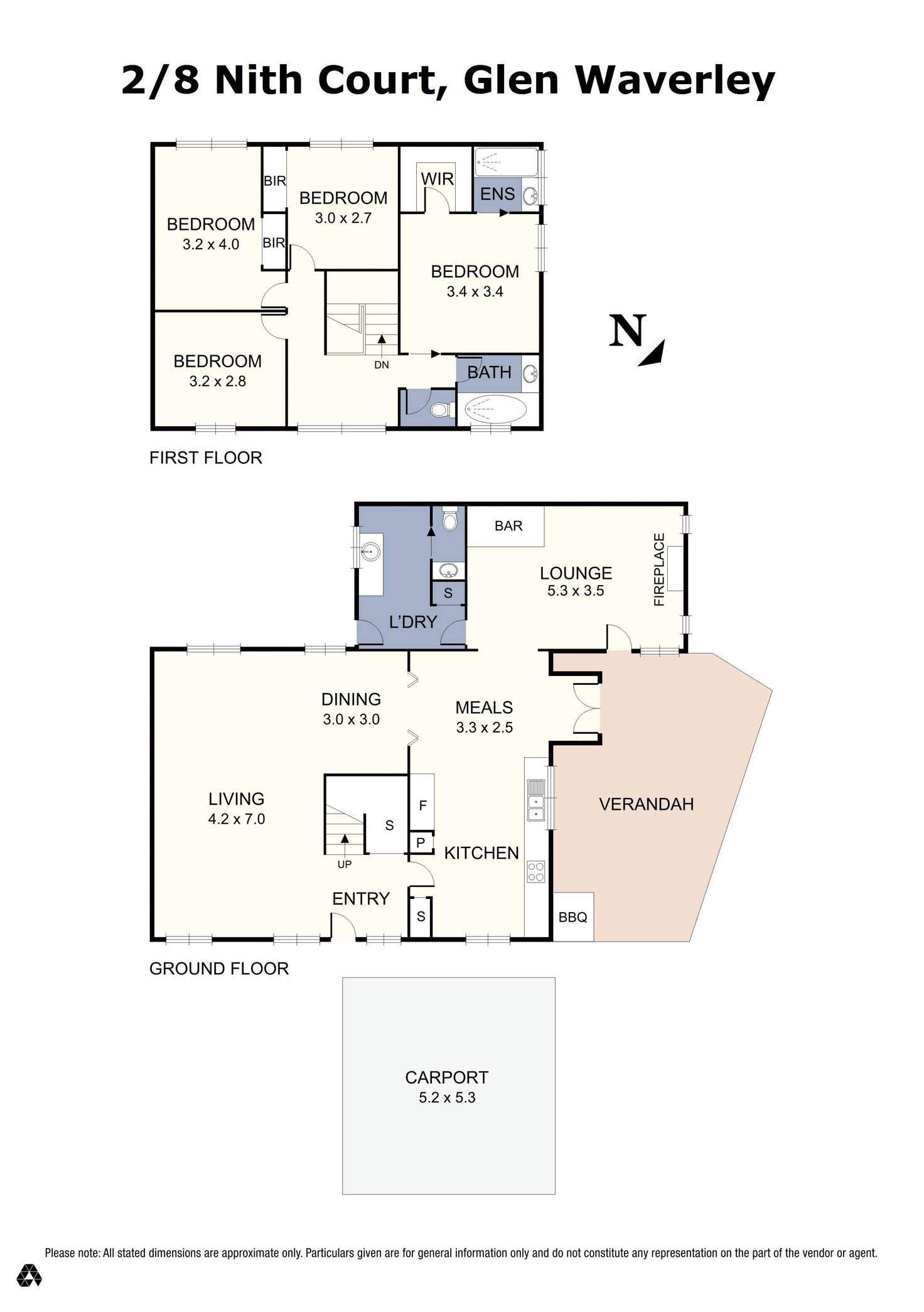 Floorplan of Homely townhouse listing, 2/8 Nith Court, Glen Waverley VIC 3150