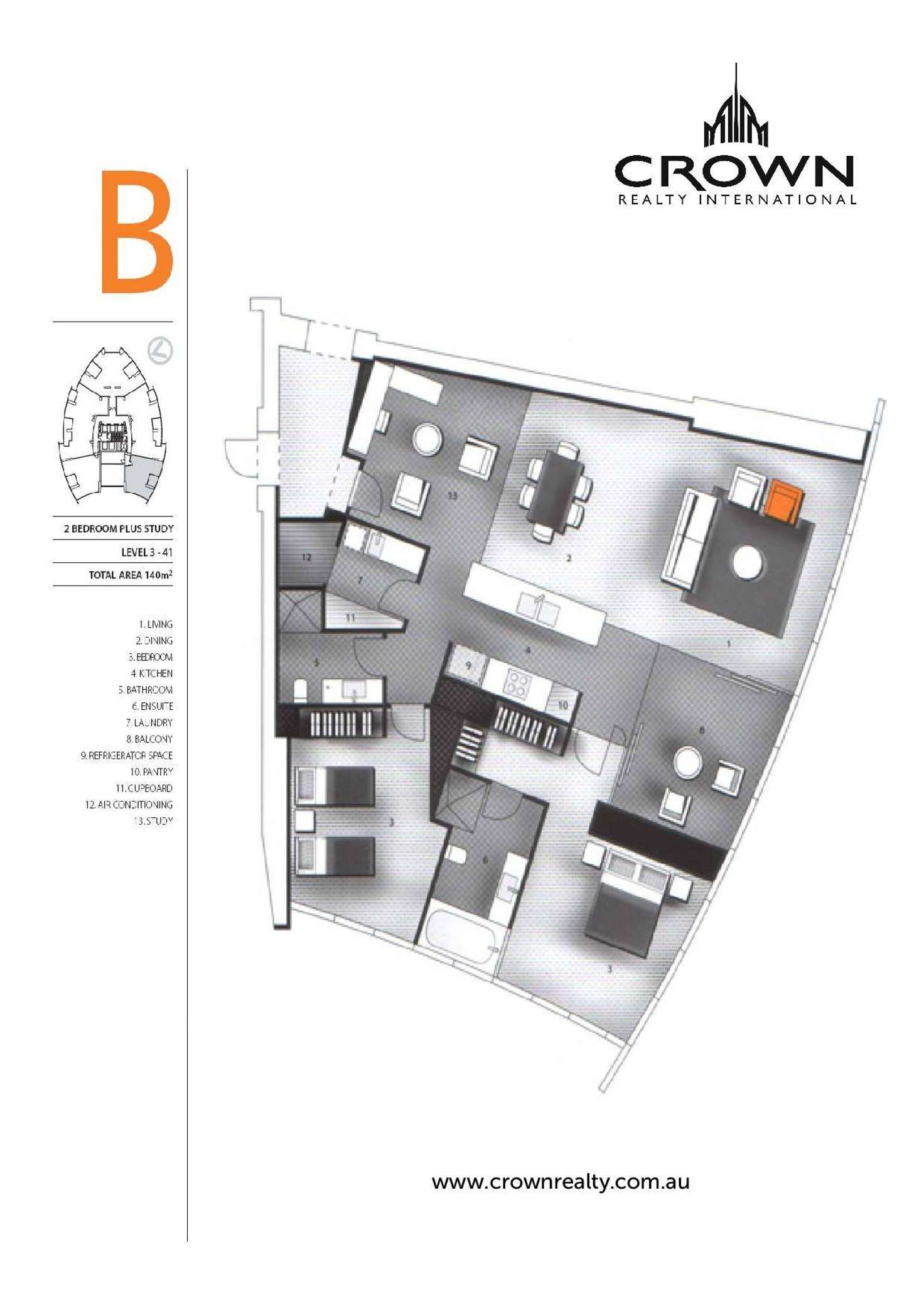 Floorplan of Homely apartment listing, Level 34/3407/9 Hamilton Avenue, Surfers Paradise QLD 4217