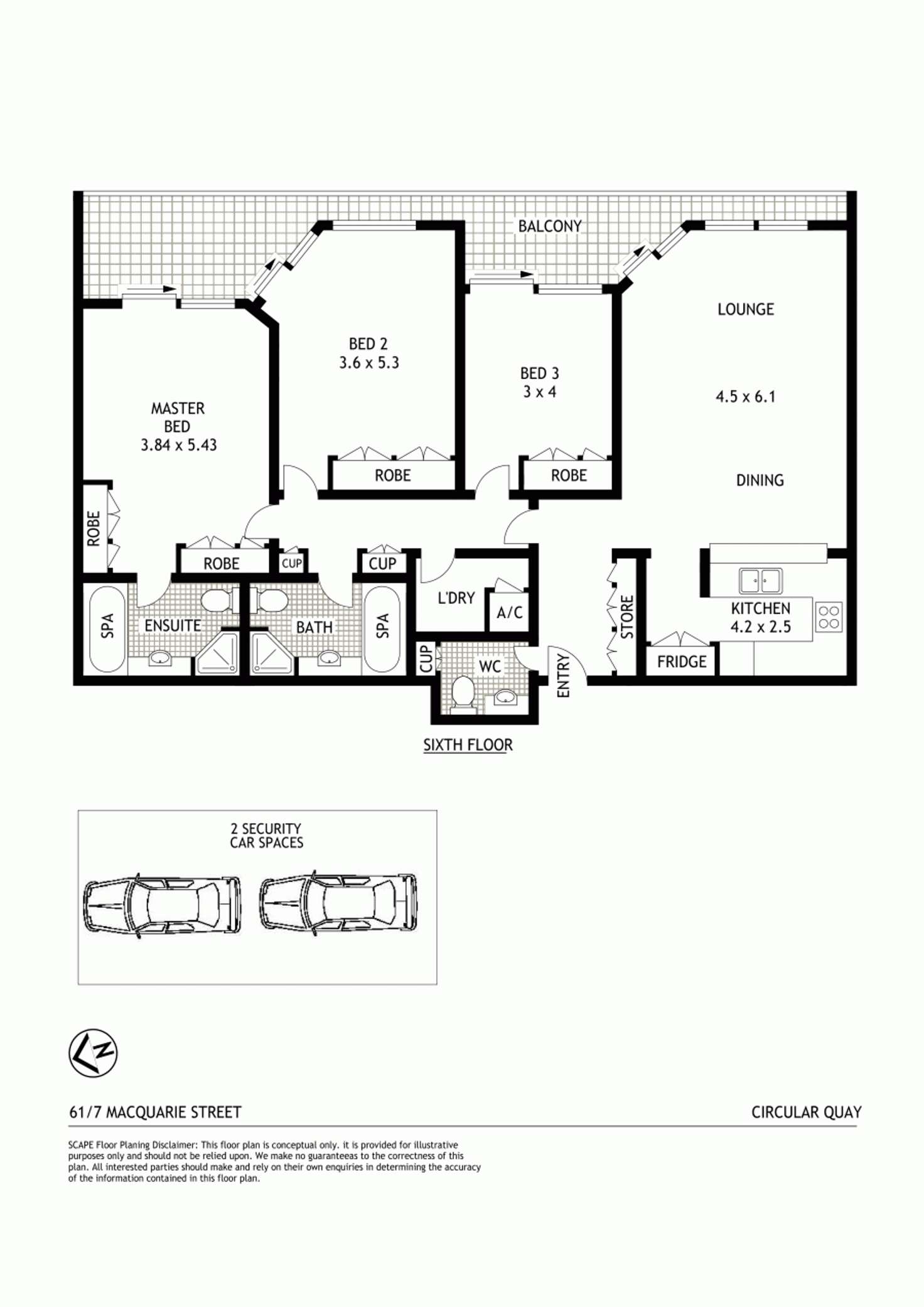 Floorplan of Homely apartment listing, 61/7 Macquarie Street, Sydney NSW 2000